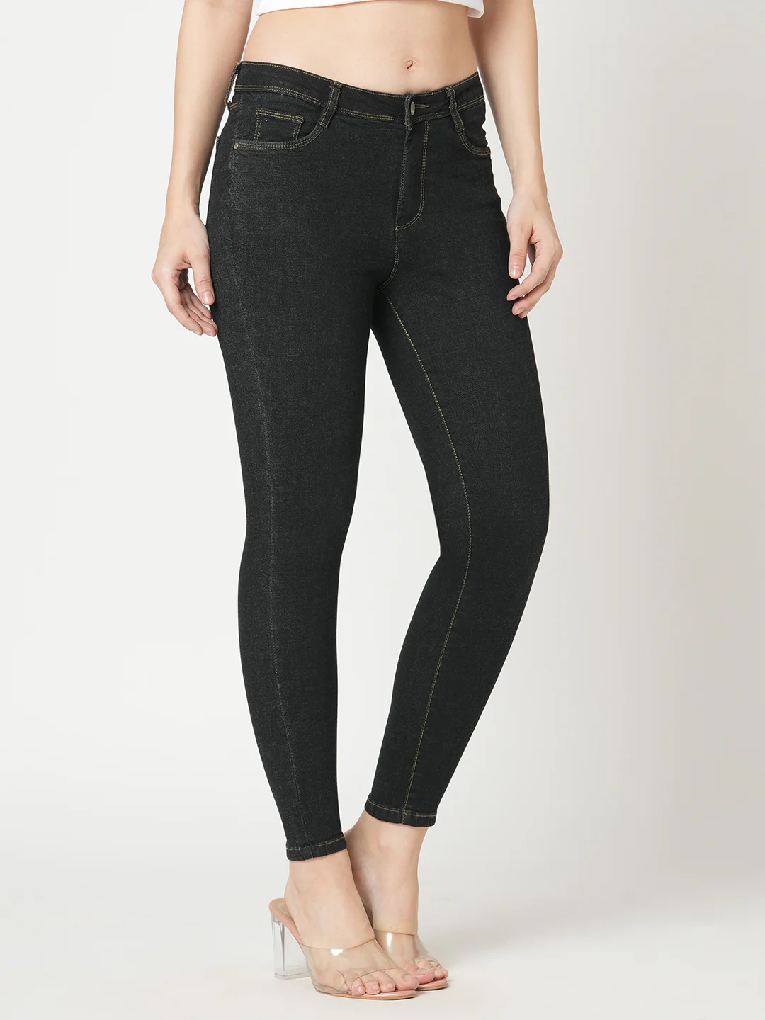 Women Charcoal Black High-Rise Skinny Jeans - Image 6