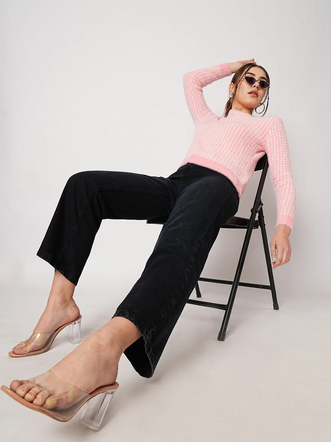 Women Charcoal Black Wide Leg Jeans