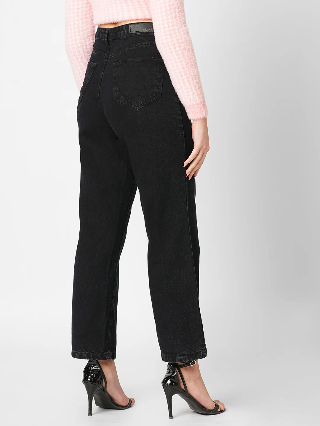 Women Charcoal Black Wide Leg Jeans - Image 3