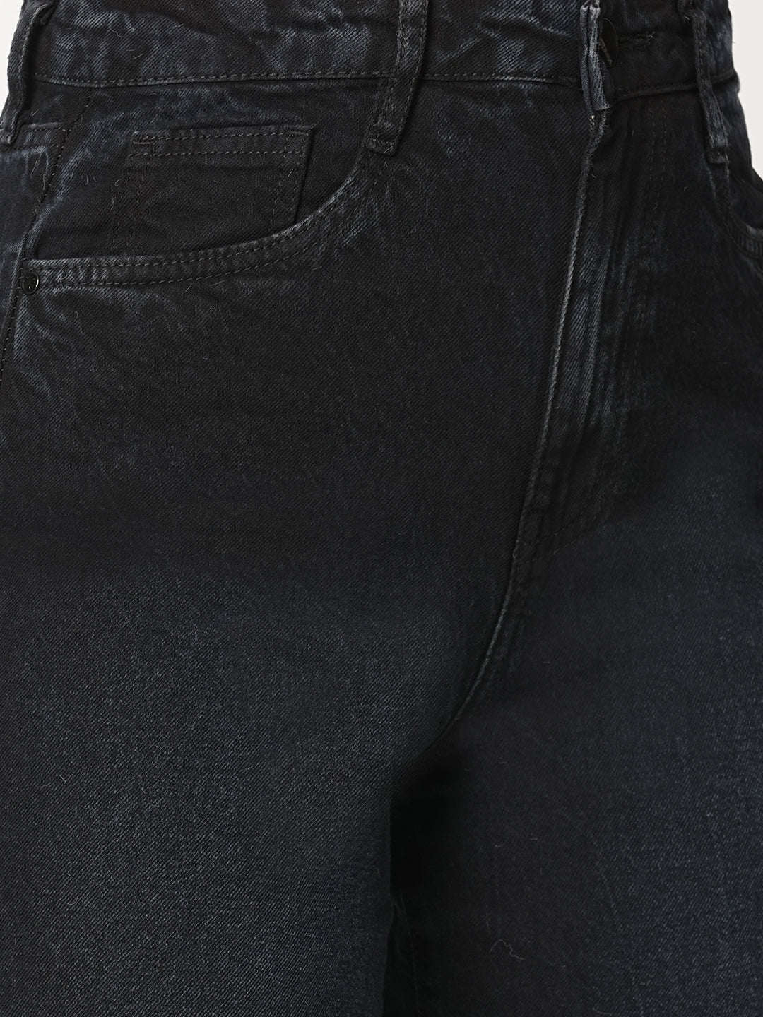 Women Charcoal Black Wide Leg Jeans - Image 4