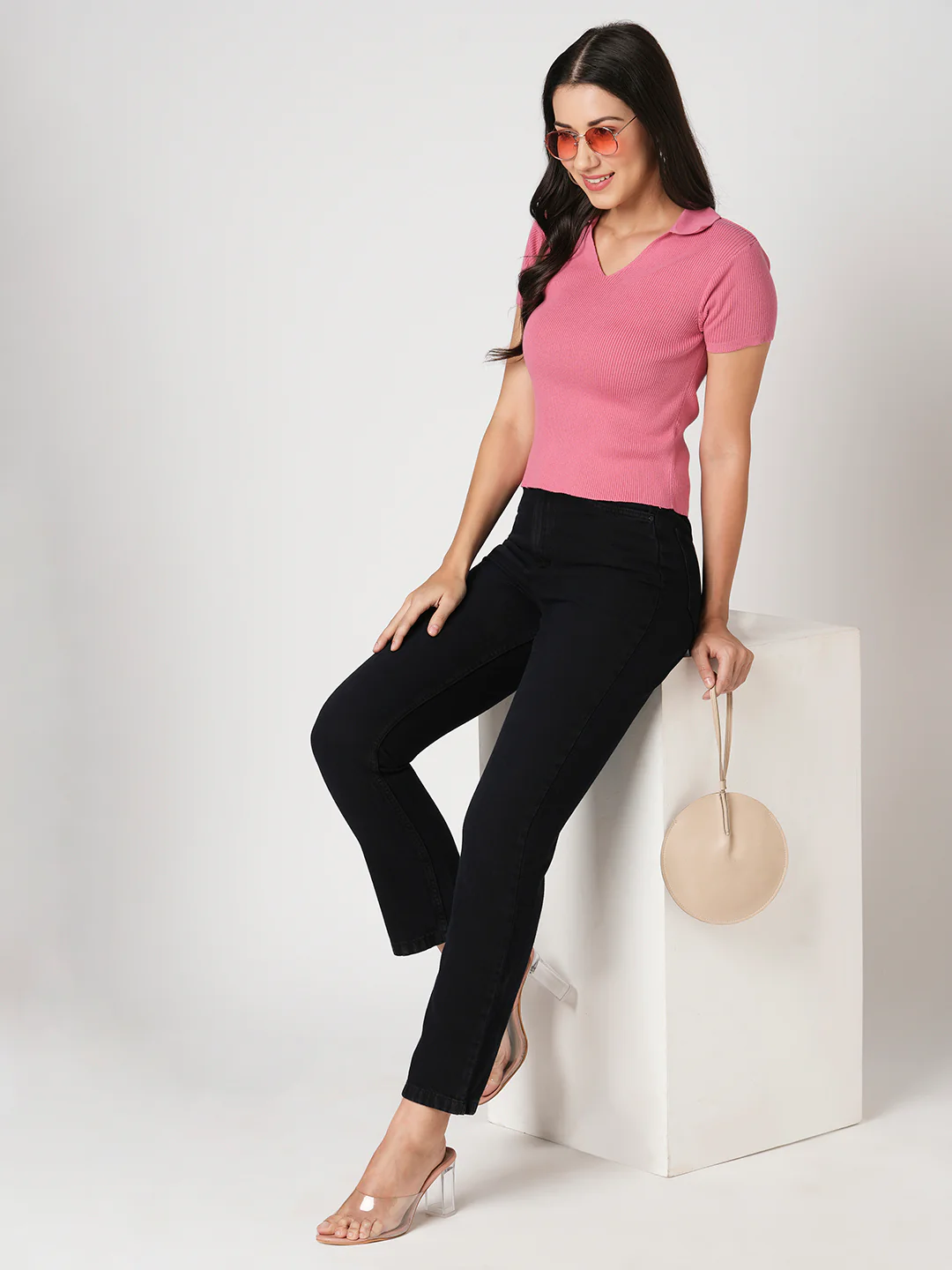Women Charcoal Blue Relax Straight Fit Jeans