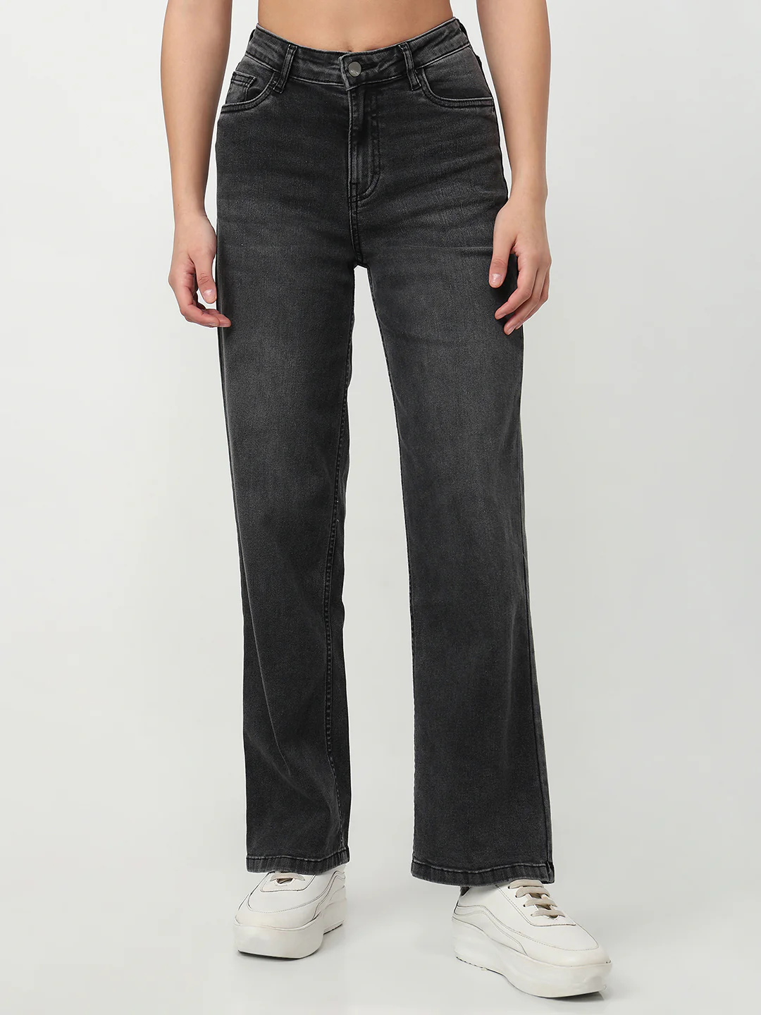 Women Charcoal High-Rise Baggy Jeans - Image 2