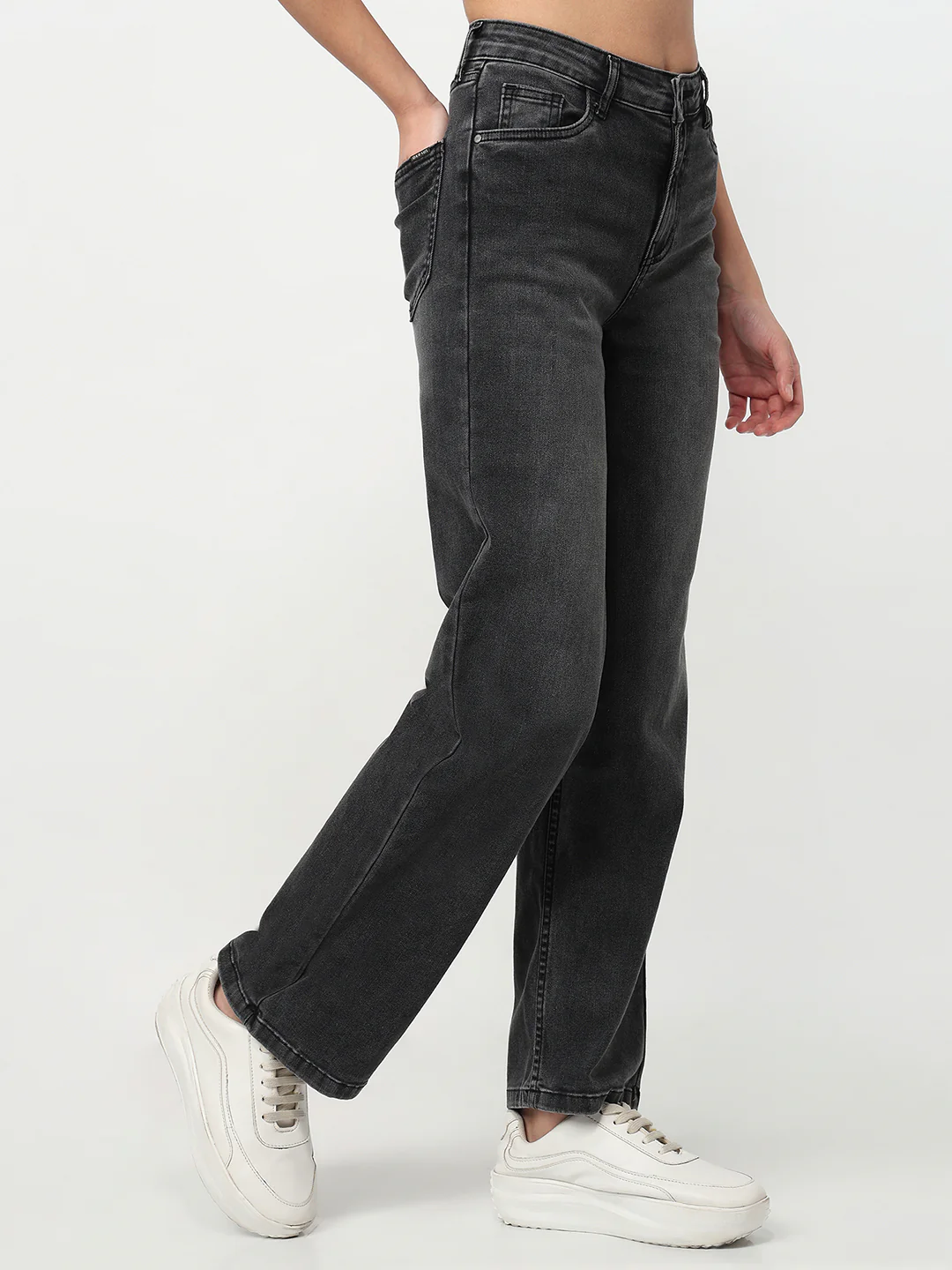 Women Charcoal High-Rise Baggy Jeans - Image 6