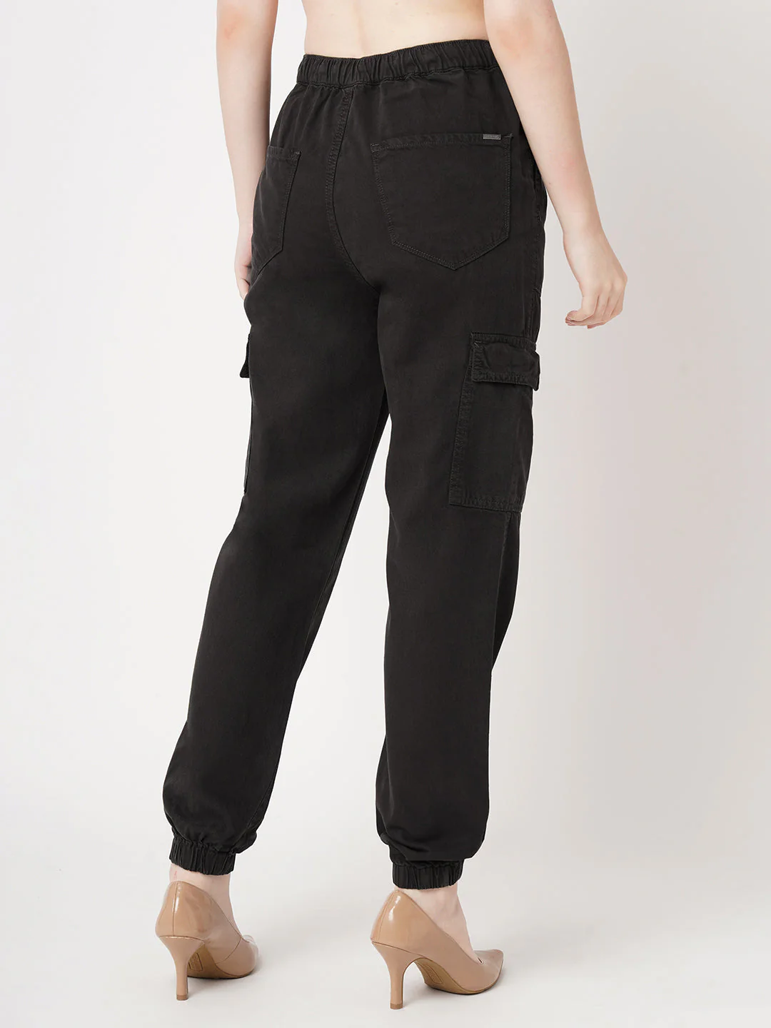 Women Charcoal High-Rise Cargo Joggers - Image 4