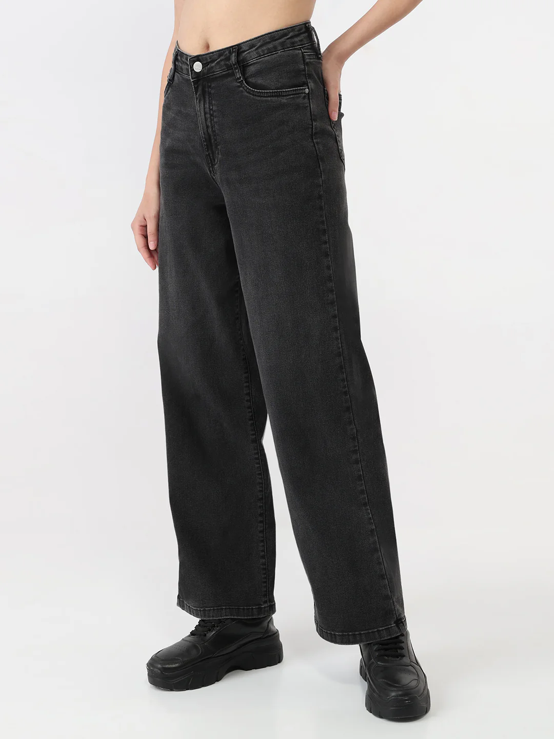 Women Charcoal High-Rise Loose Straight Jeans - Image 7