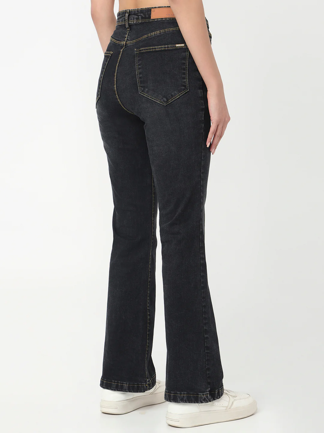 Women Charcoal High-Rise Mini Flare Jeans - Image 3