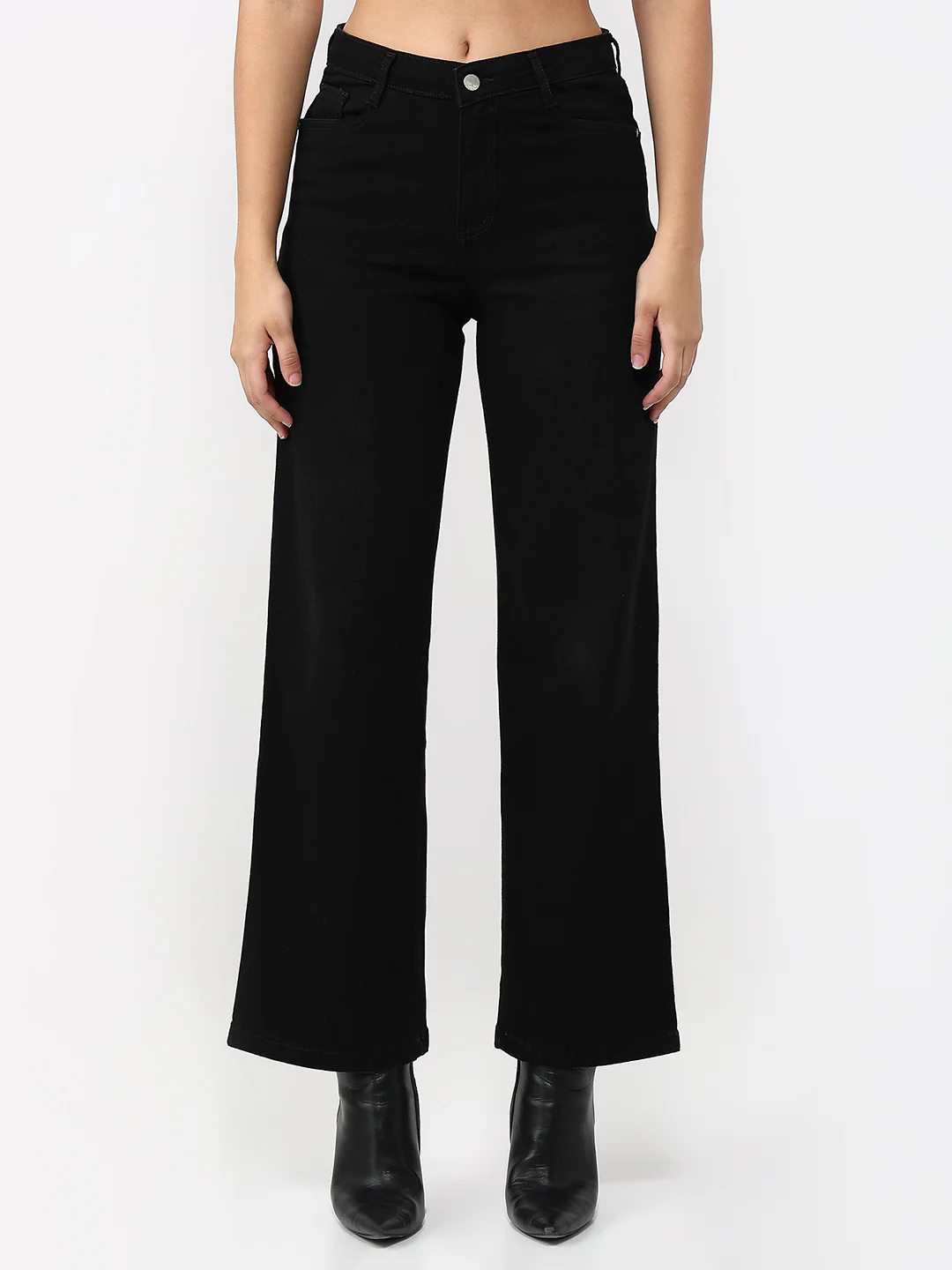 Women Charcoal High-Rise Straight Fit Jeans - Image 2