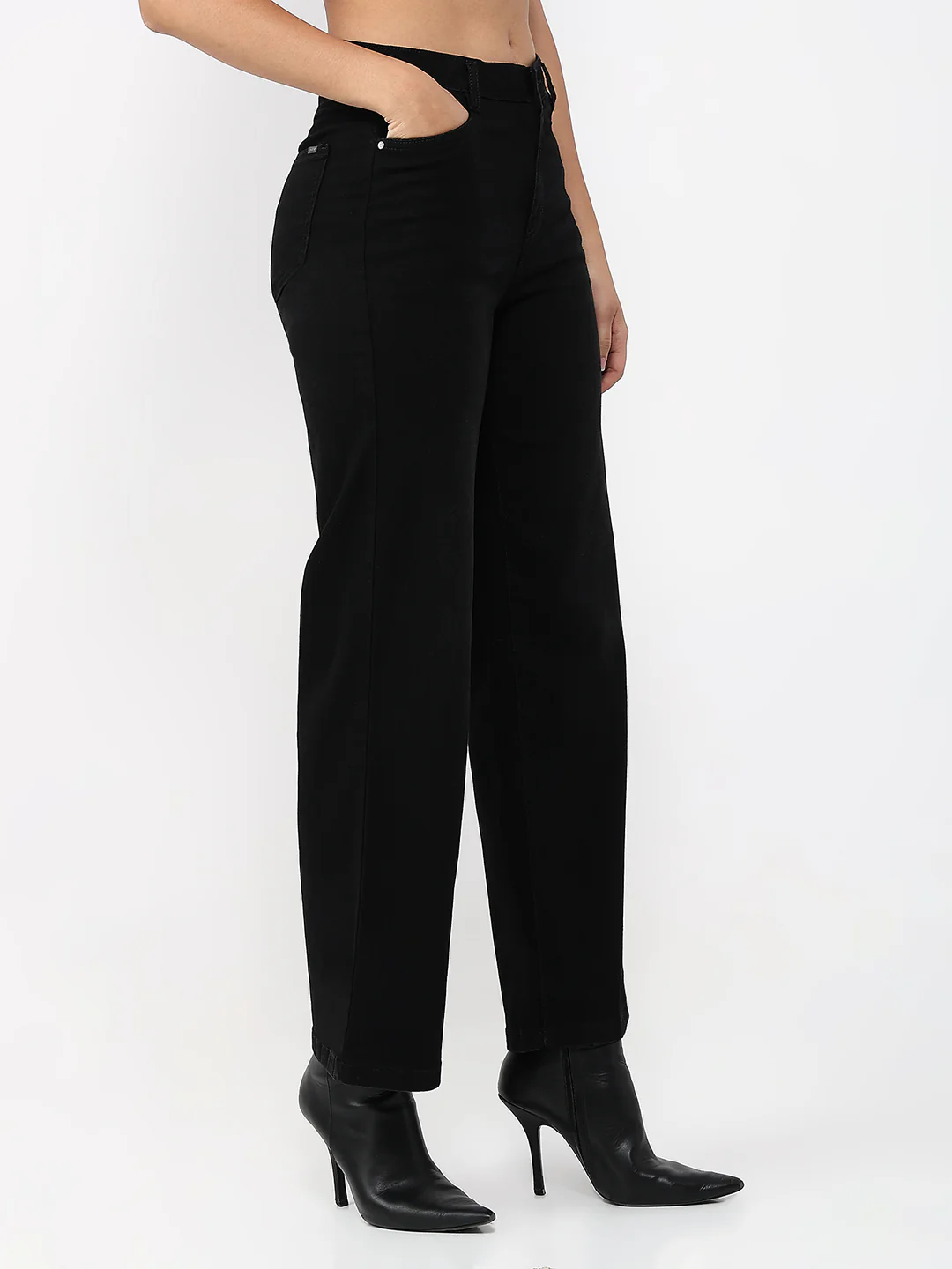 Women Charcoal High-Rise Straight Fit Jeans - Image 5