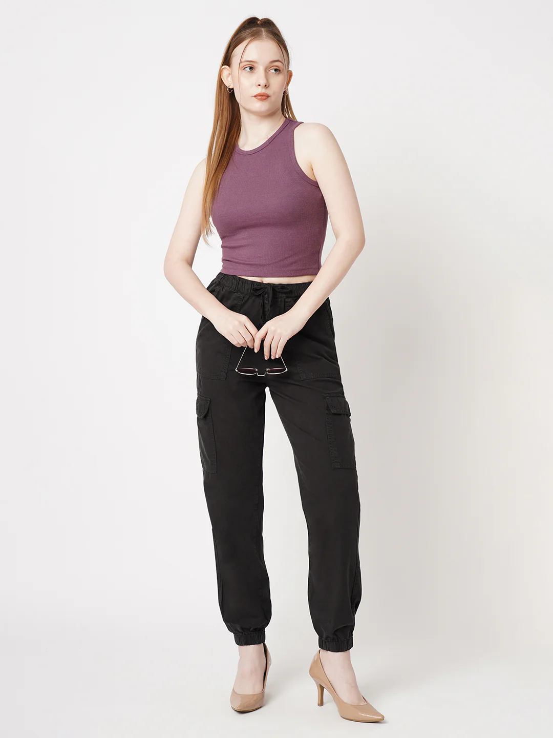 Women Charcoal Mid-Rise Cargo Jogger - Image 4