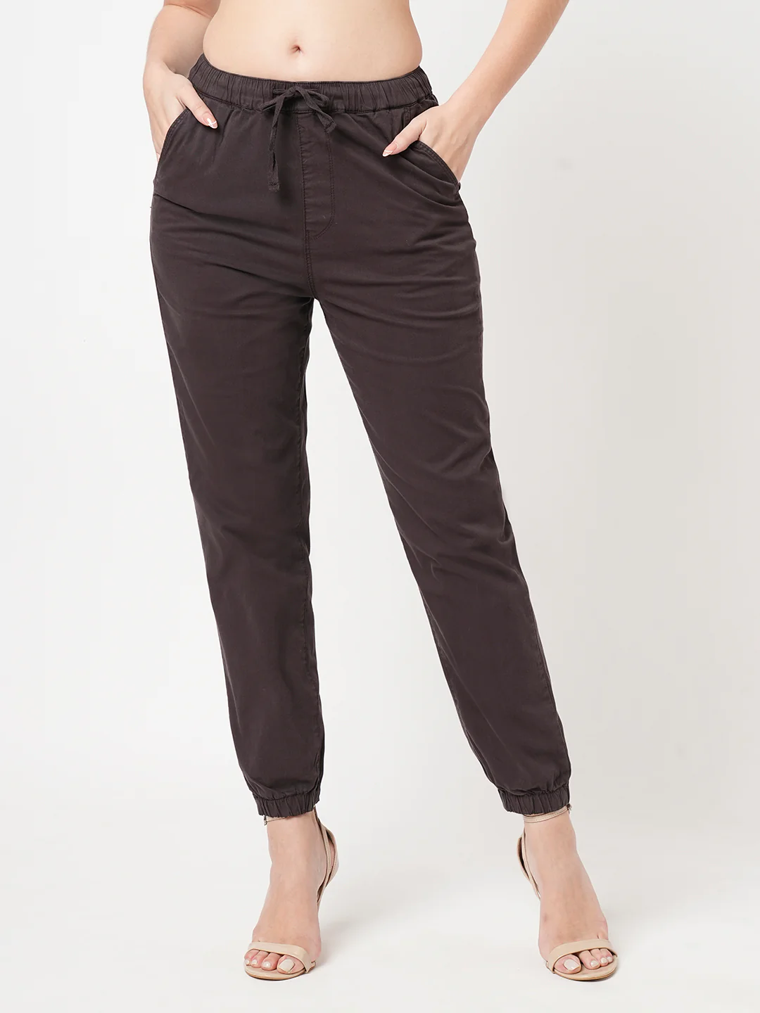 Women Charcoal Mid-Rise Skinny Joggers - Image 2