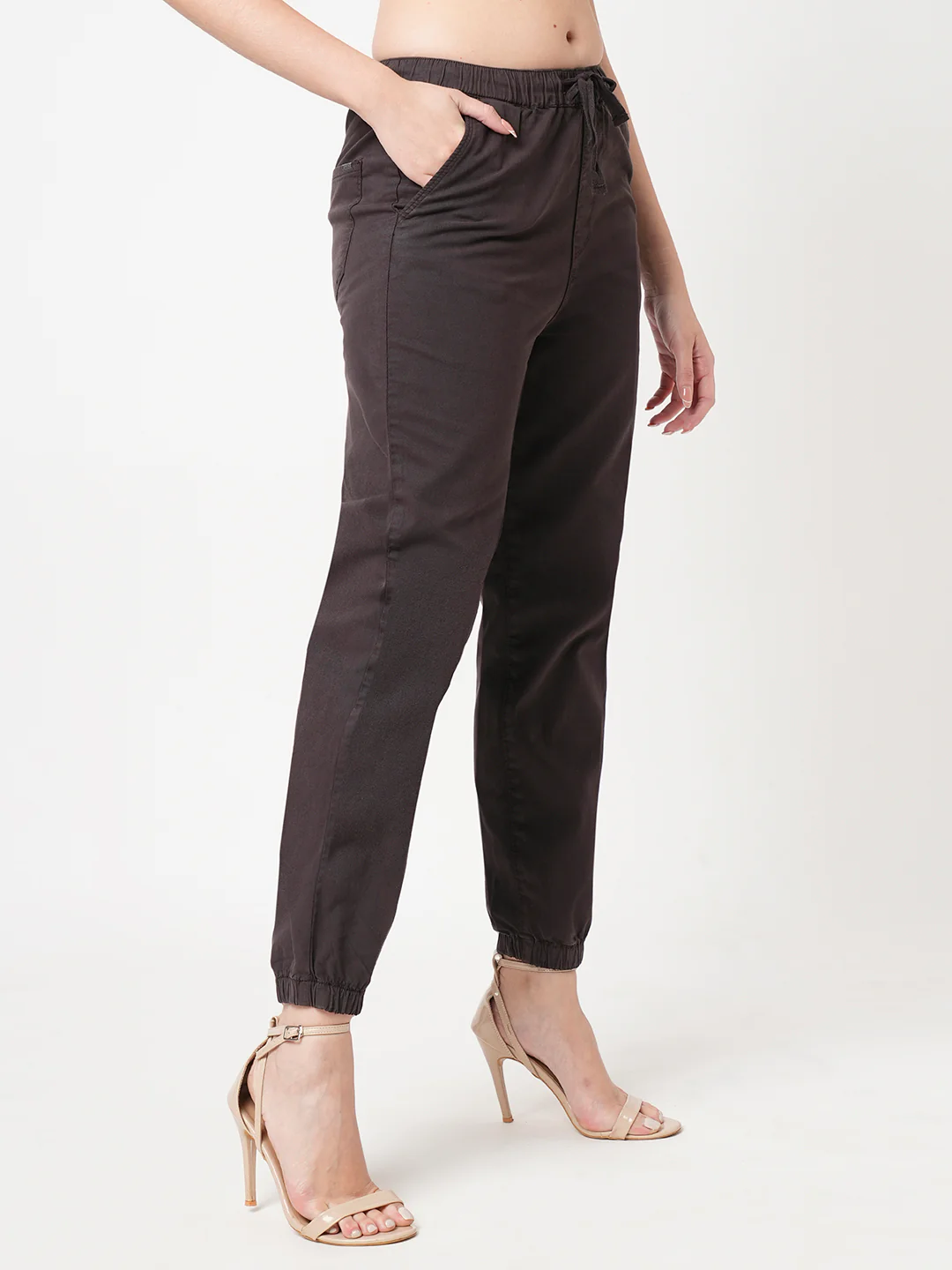 Women Charcoal Mid-Rise Skinny Joggers - Image 5