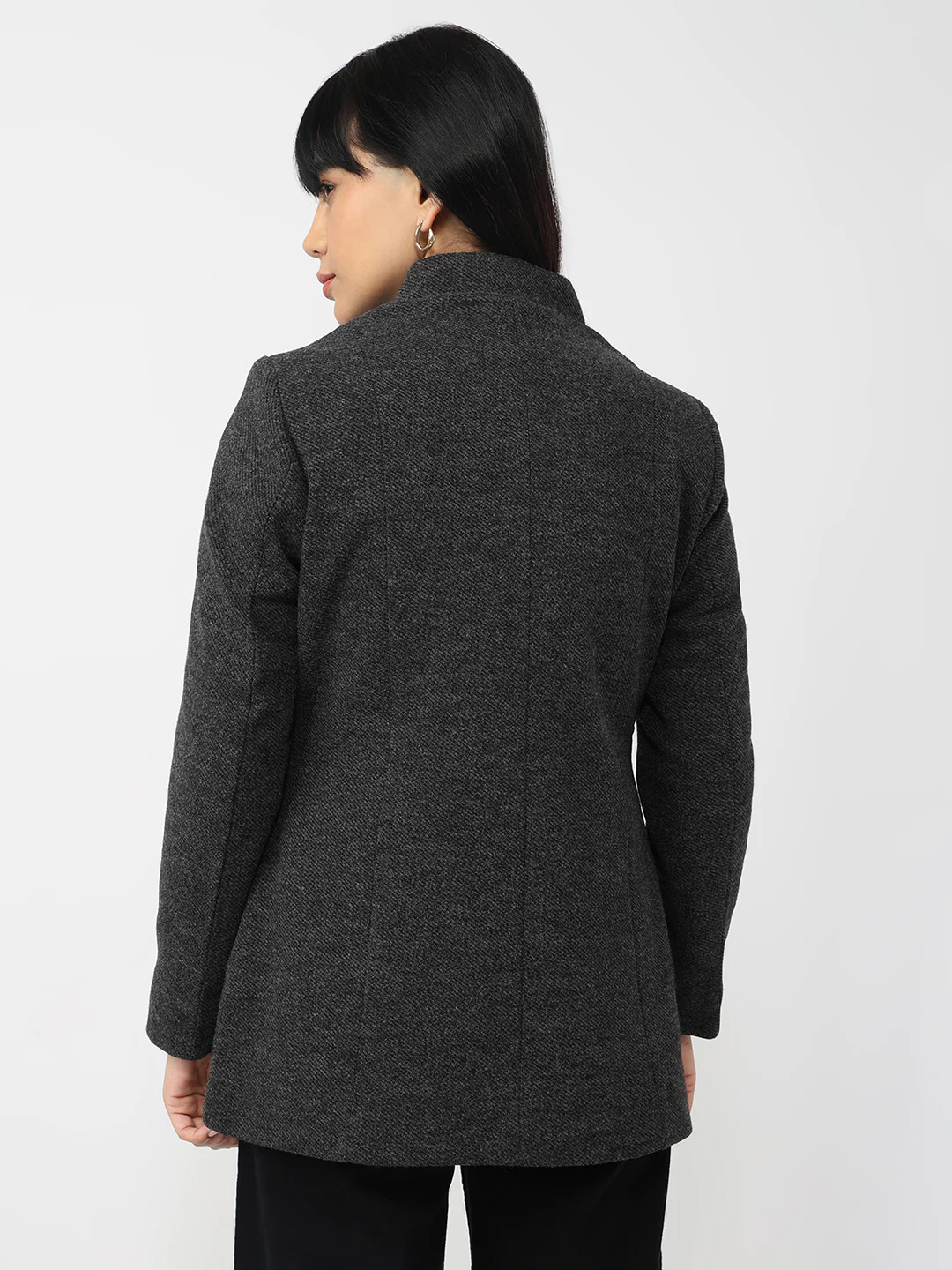 Women Charcoal Slim Fit Coat - Image 3