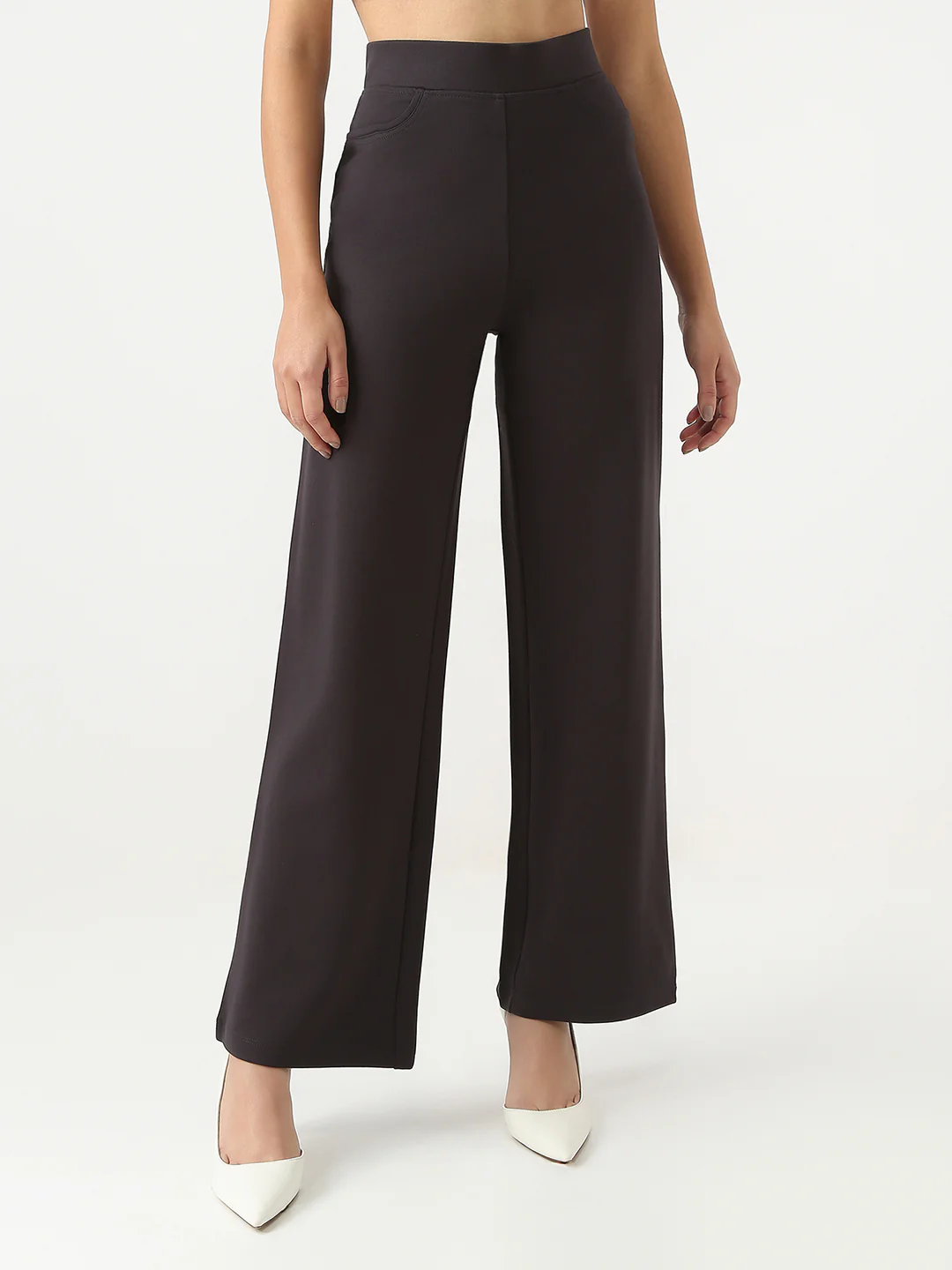 Women Charcoal Wide Leg Treggings - Image 2