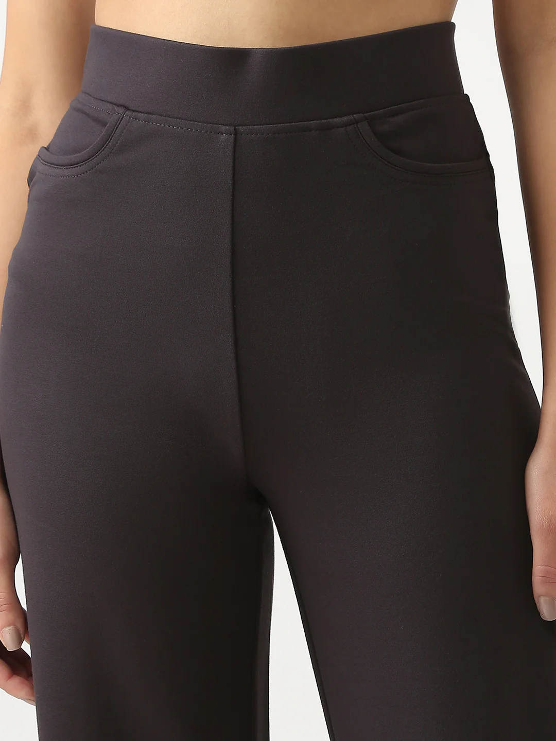 Women Charcoal Wide Leg Treggings - Image 5