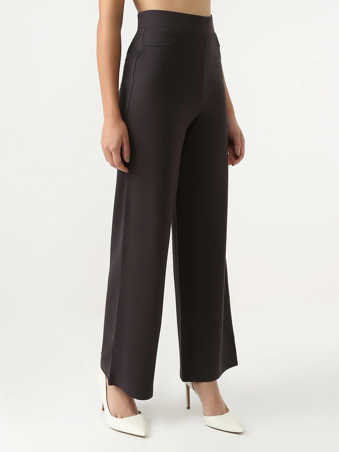 Women Charcoal Wide Leg Treggings - Image 6
