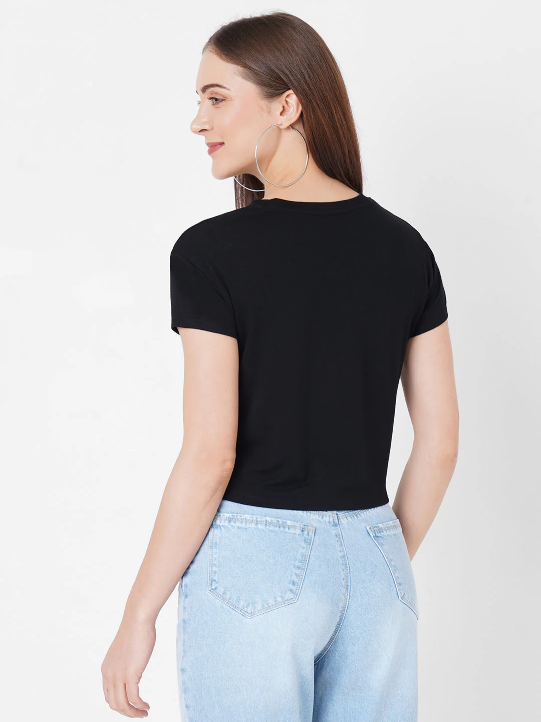 Women Crop Front Tie-Up Slim T-Shirt - Image 3