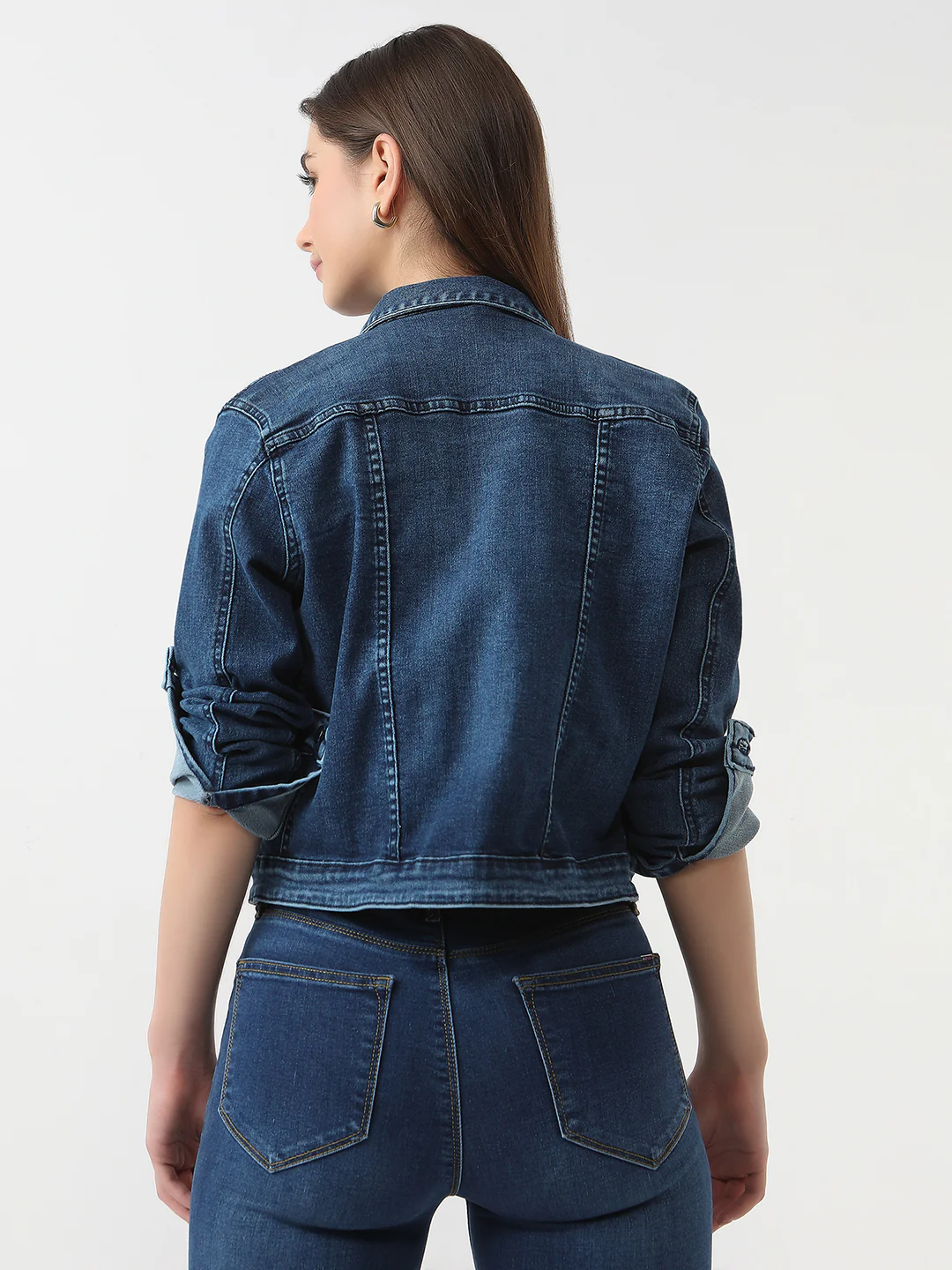 Women Dark Blue Denim Jacket - Image 3