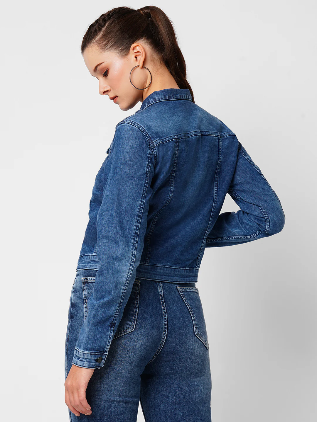 Women Dark Blue Denim Jacket - Image 3