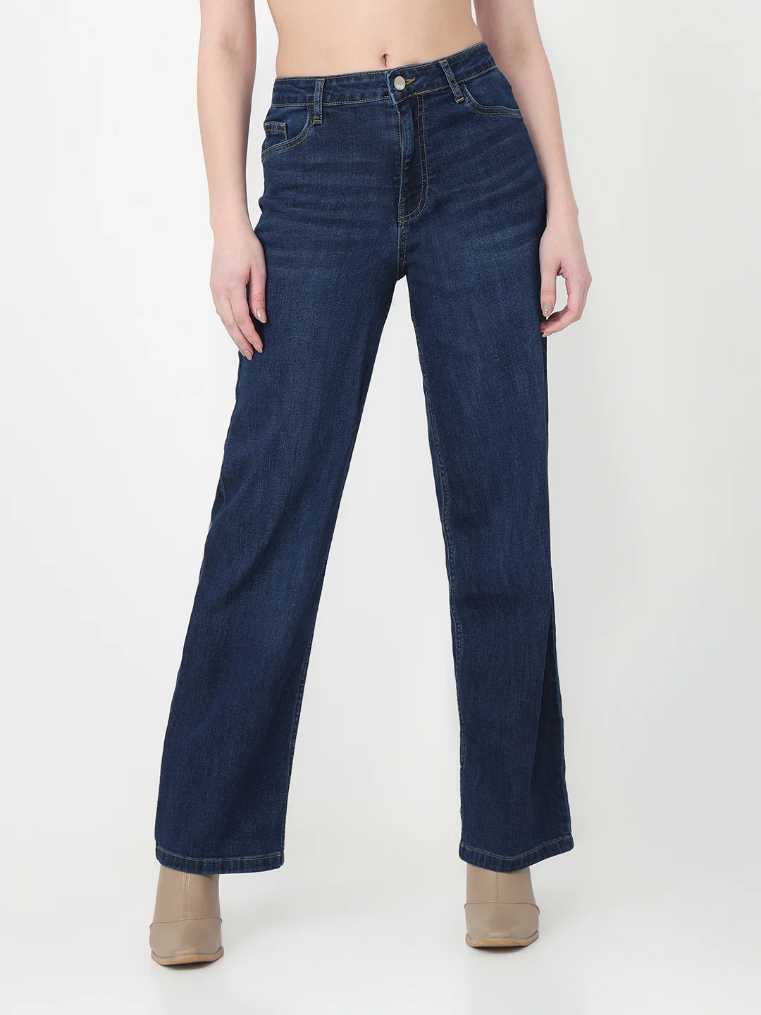 Women Dark Blue High-Rise Baggy Jeans - Image 2
