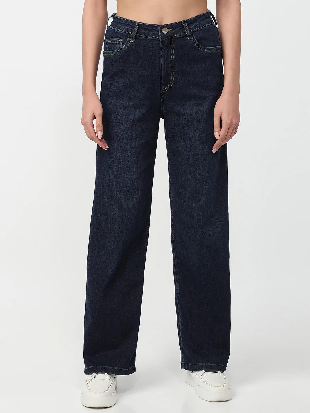 Women Dark Blue High-Rise Baggy Jeans - Image 2