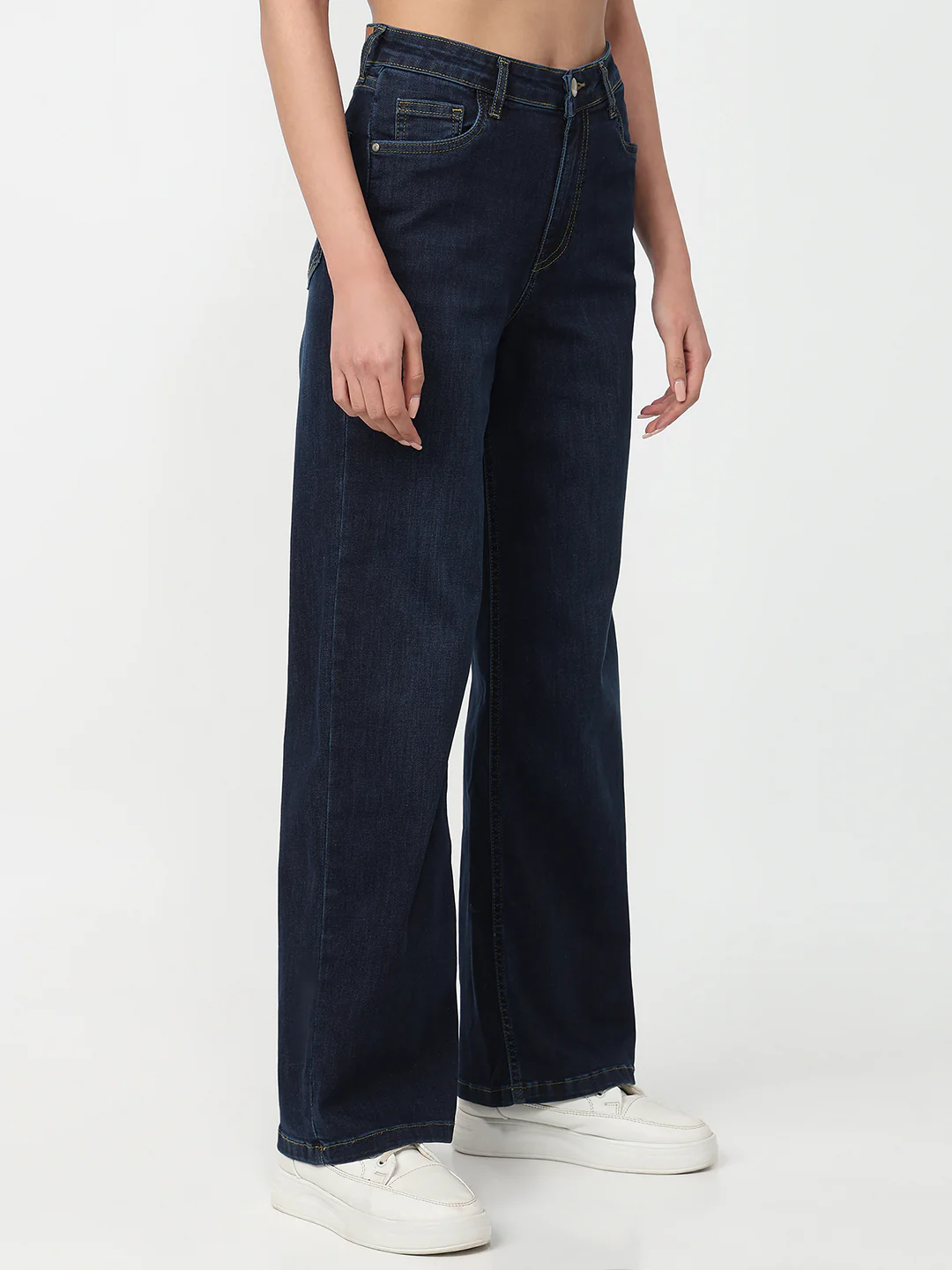 Women Dark Blue High-Rise Baggy Jeans - Image 6