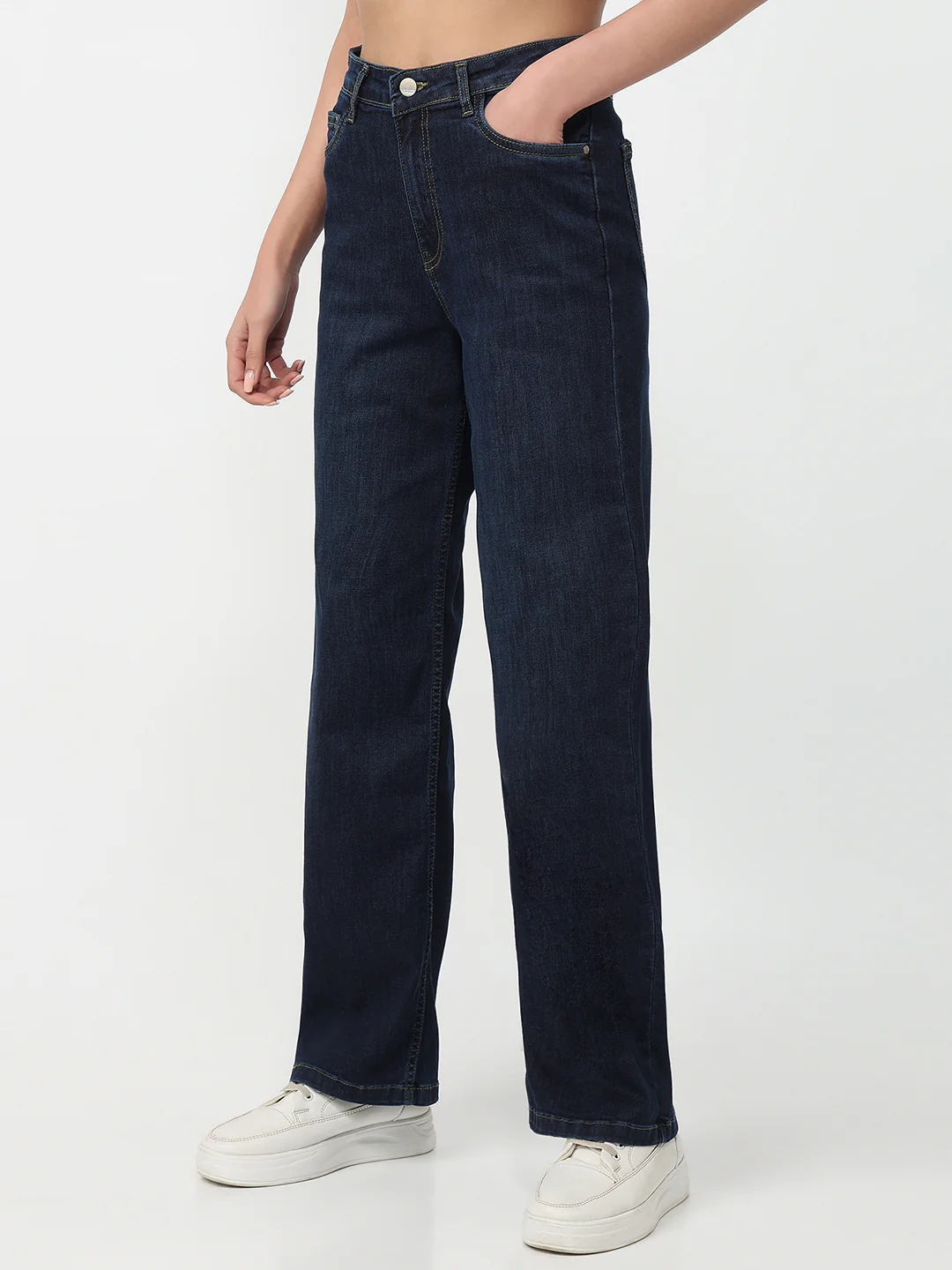 Women Dark Blue High-Rise Baggy Jeans - Image 8