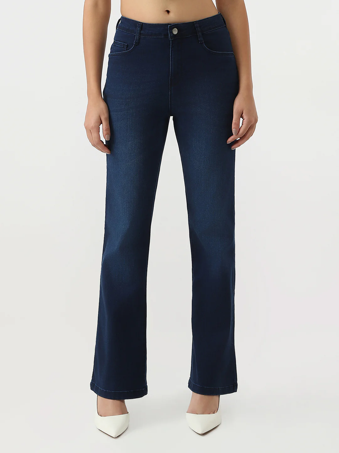 Women Dark Blue High-Rise Bootcut Jeans - Image 2