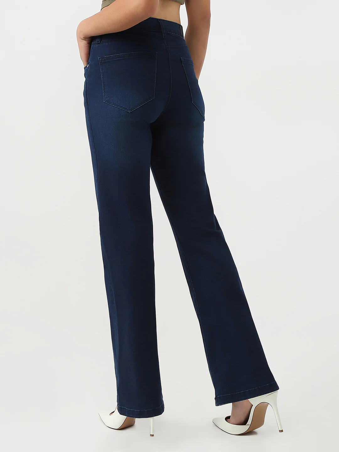 Women Dark Blue High-Rise Bootcut Jeans - Image 3