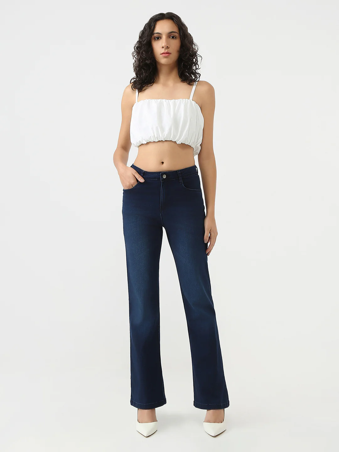 Women Dark Blue High-Rise Bootcut Jeans - Image 4