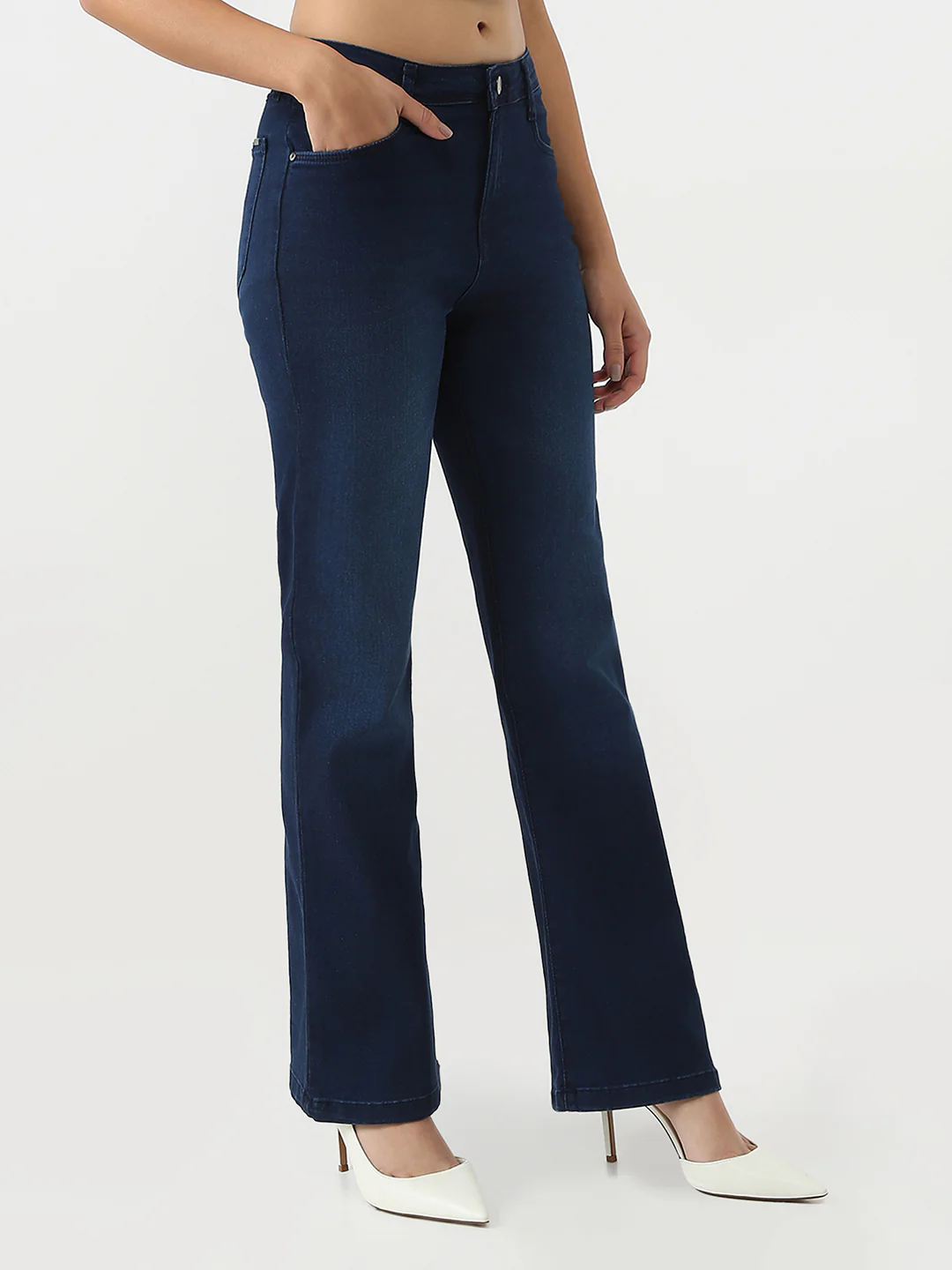 Women Dark Blue High-Rise Bootcut Jeans - Image 6