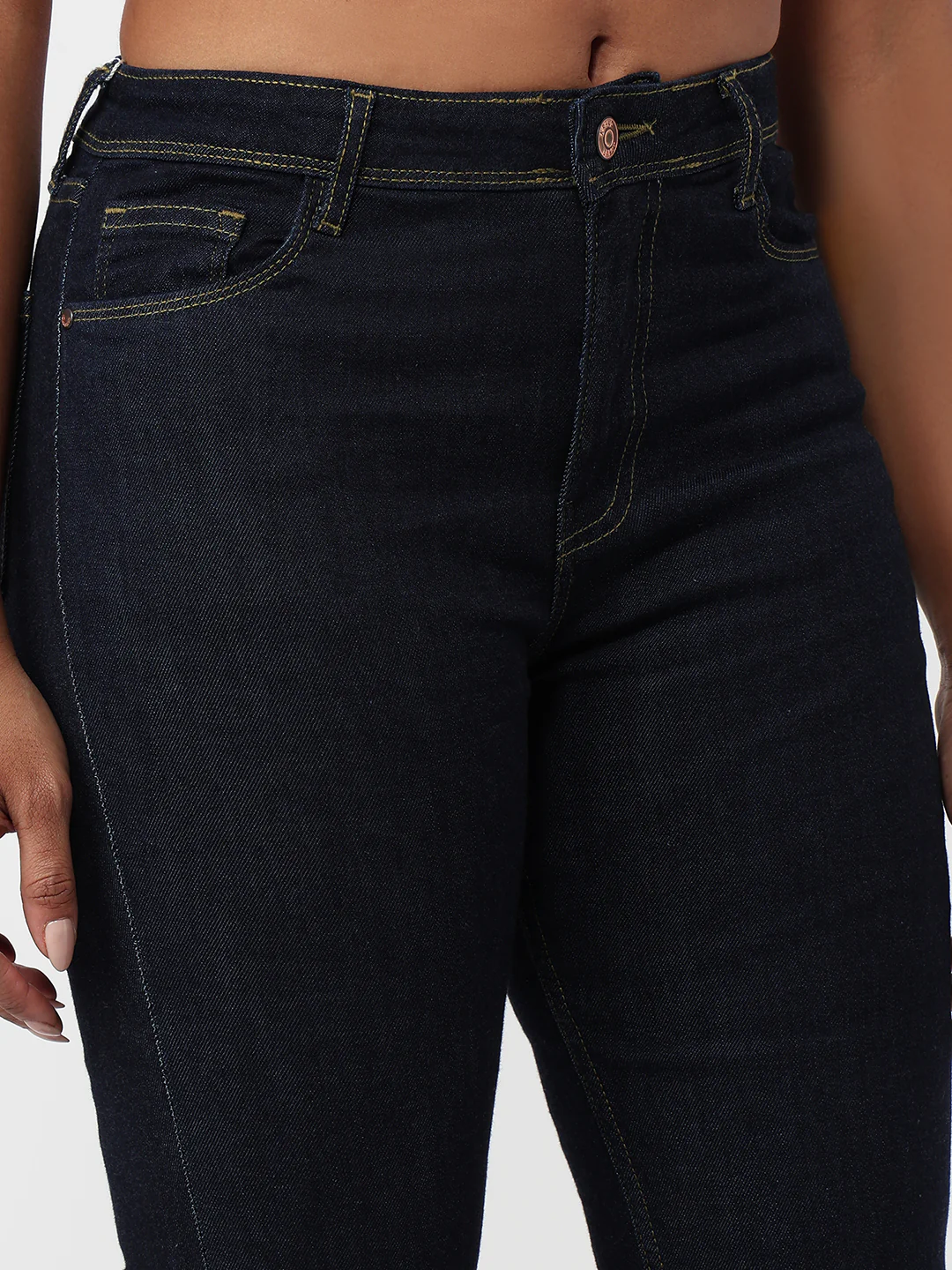 Women Dark Blue High-Rise Flare Jeans - Image 5