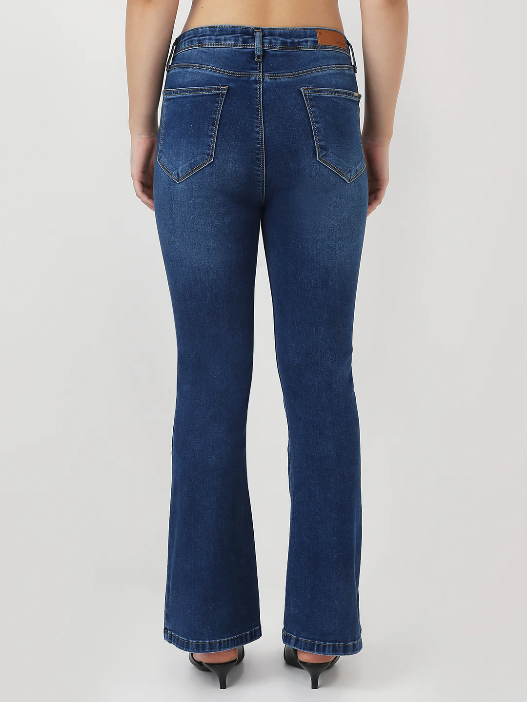 Women Dark Blue High-Rise Flare Jeans - Image 3