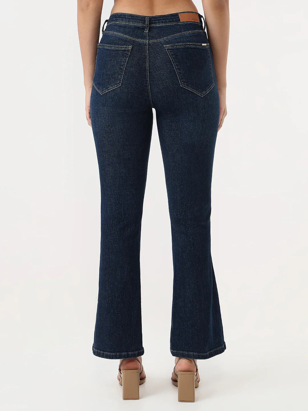 Women Dark Blue High-Rise Flare Jeans - Image 3