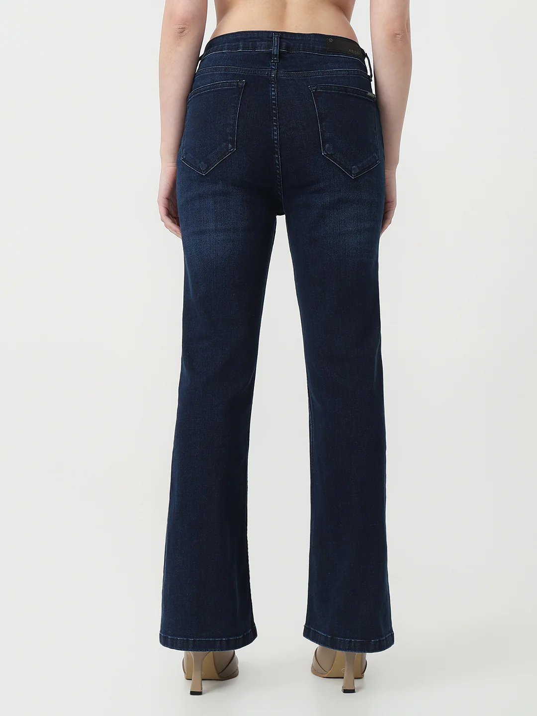 Women Dark Blue High-Rise Flare Jeans - Image 3