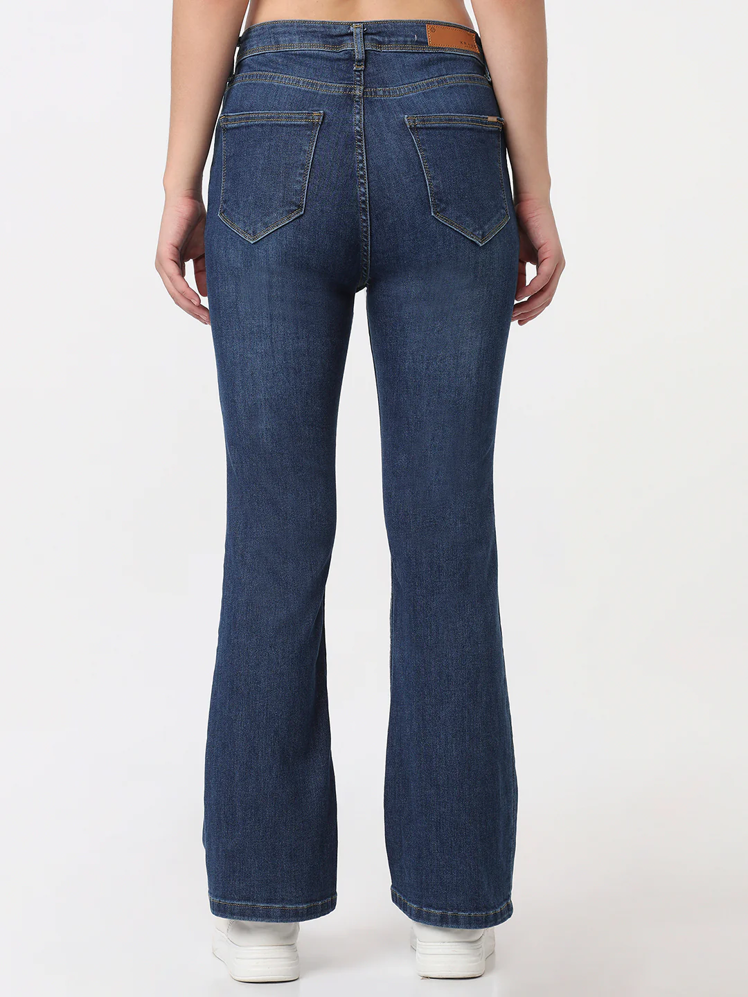 Women Dark Blue High-Rise Flare Jeans - Image 3