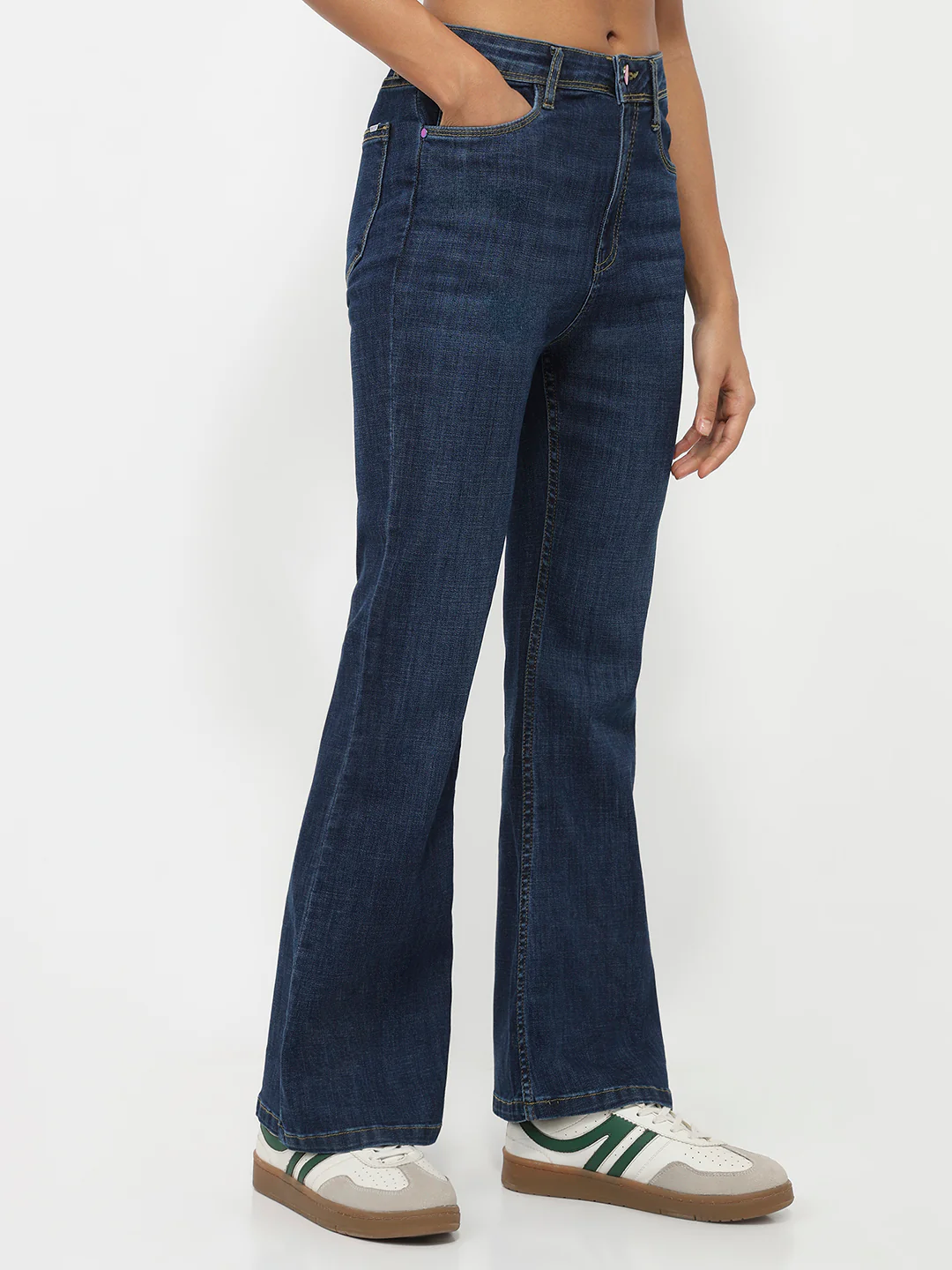 Women Dark Blue High-Rise Flare Jeans - Image 6