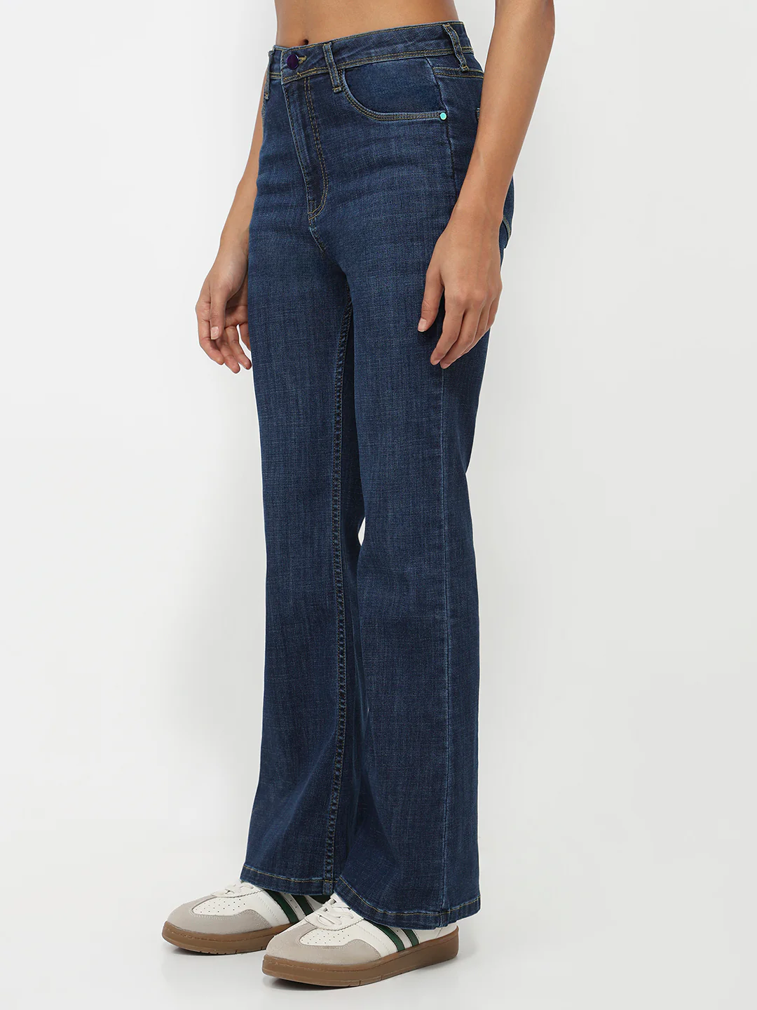 Women Dark Blue High-Rise Flare Jeans - Image 8