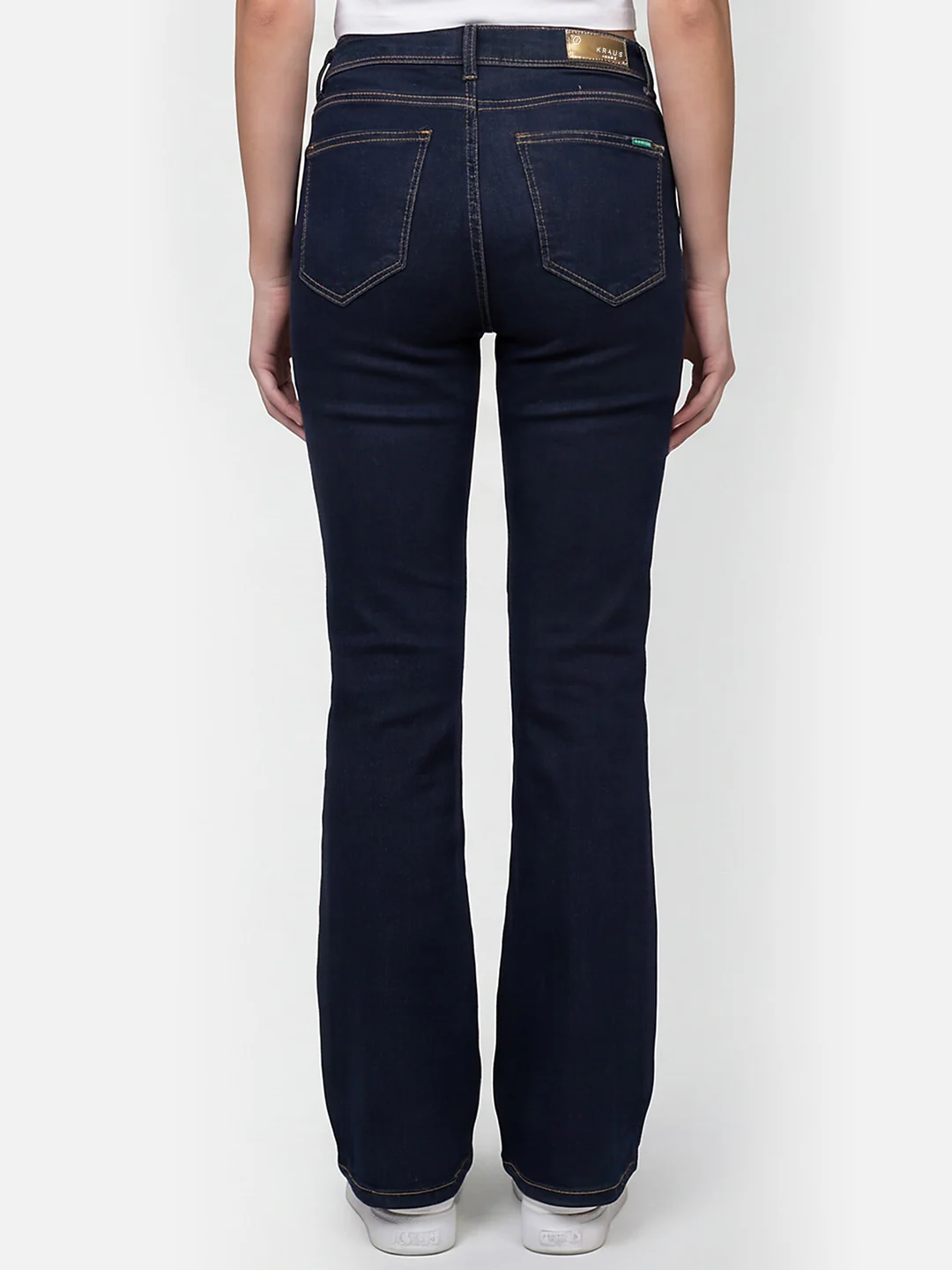 Women Dark Blue High-Rise Flare Jeans - Image 3