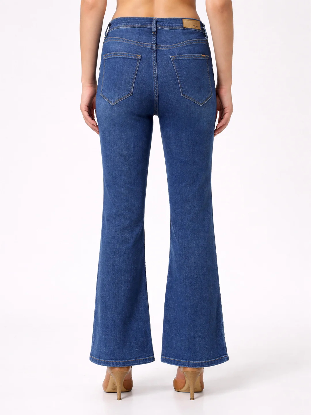 Women Dark Blue High-Rise Flare Jeans - Image 3