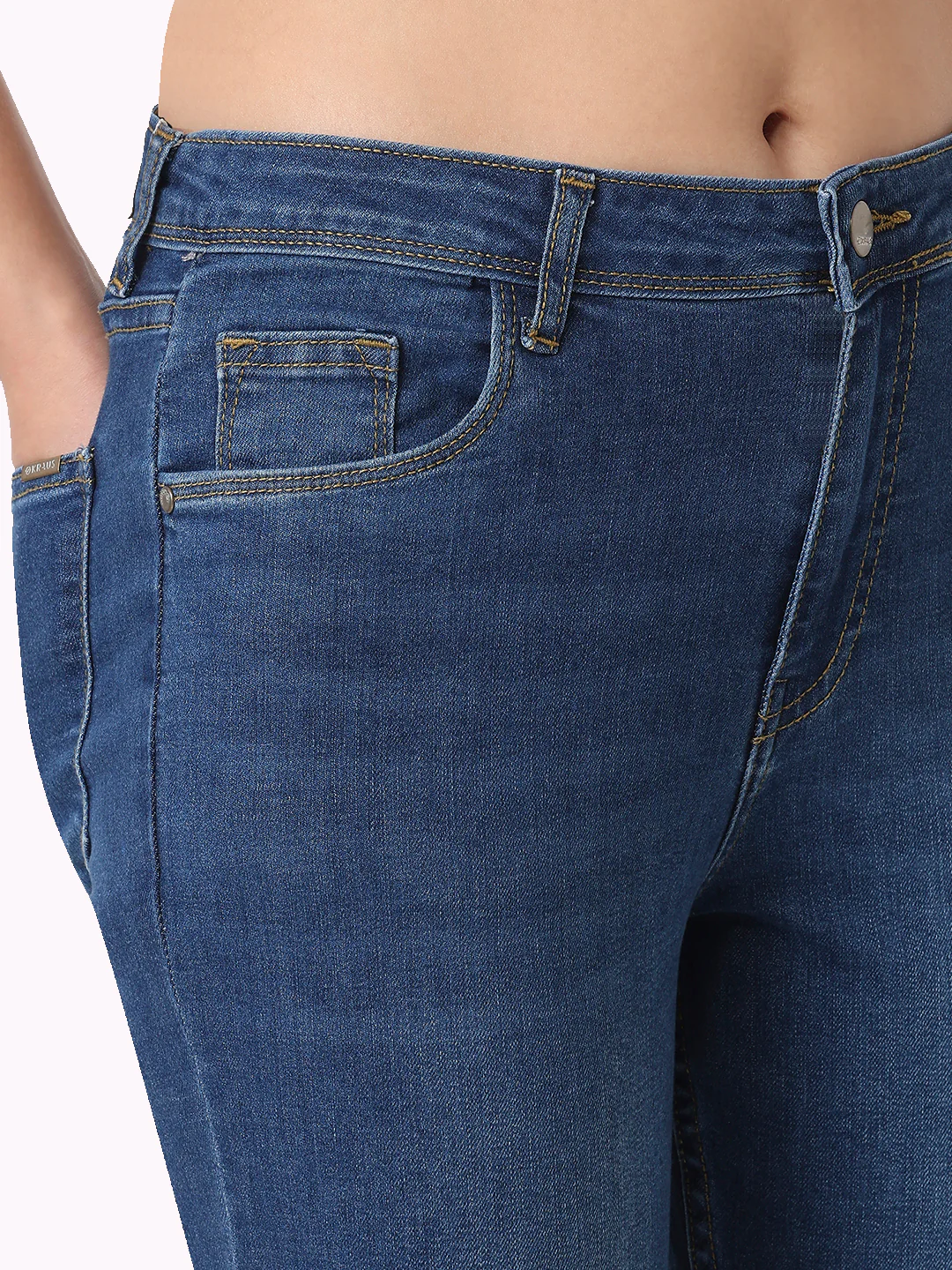 Women Dark Blue High-Rise Flare Jeans - Image 5