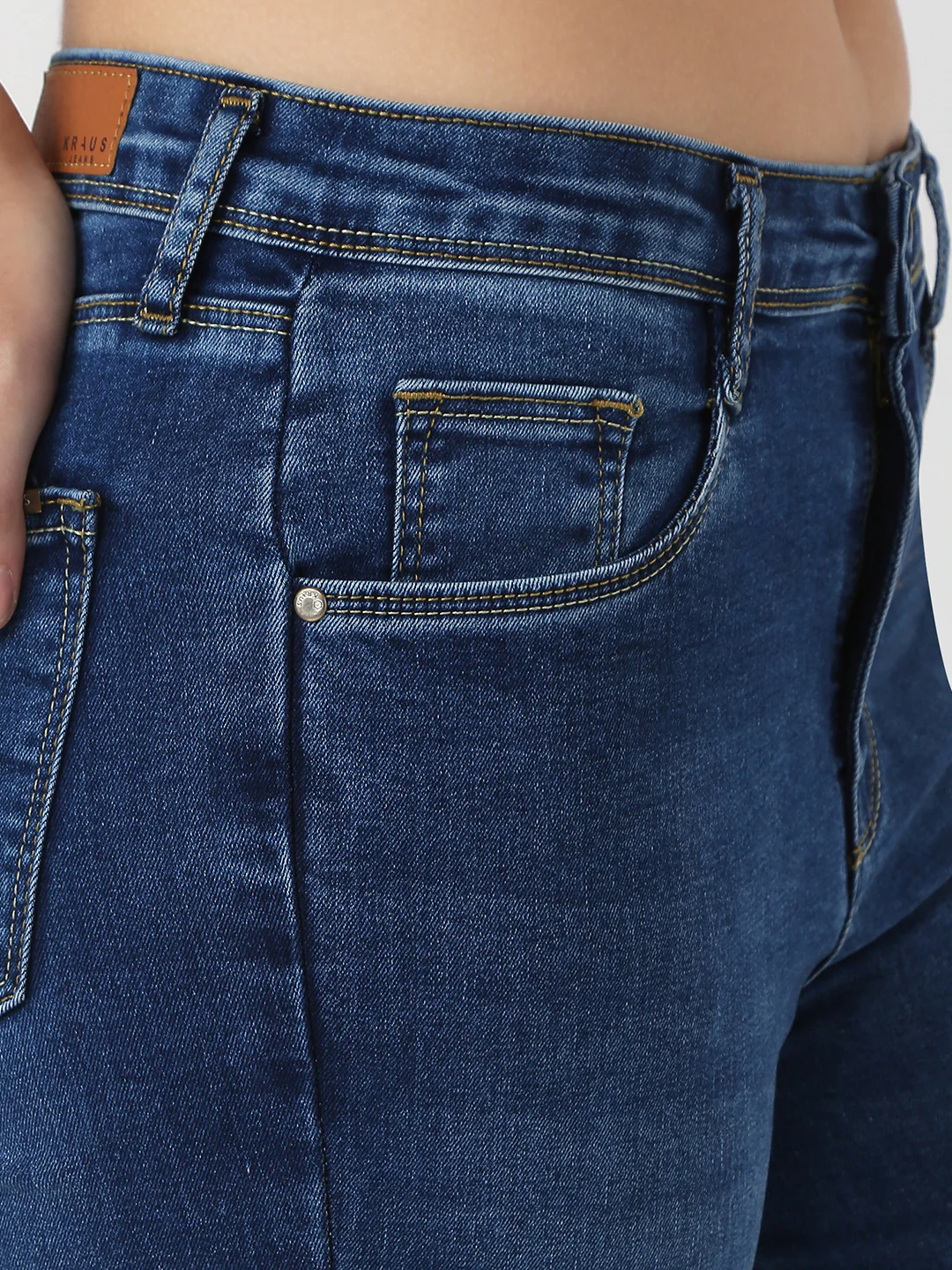 Women Dark Blue High-Rise Flare Jeans - Image 5