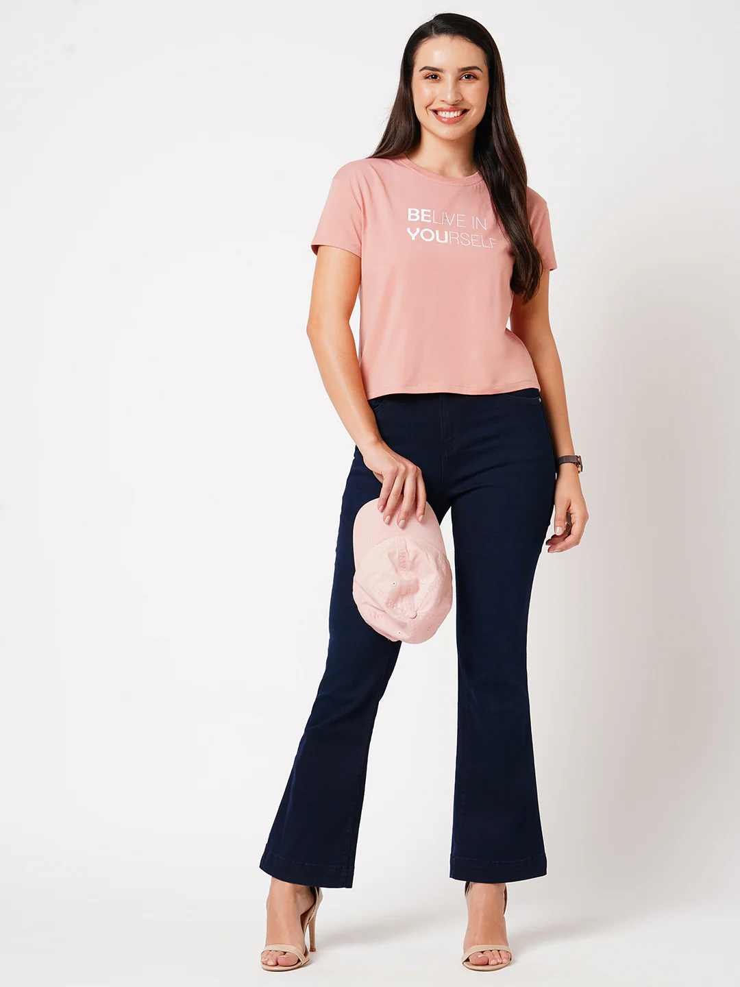 Women Dark Blue High-Rise Flare Jeans