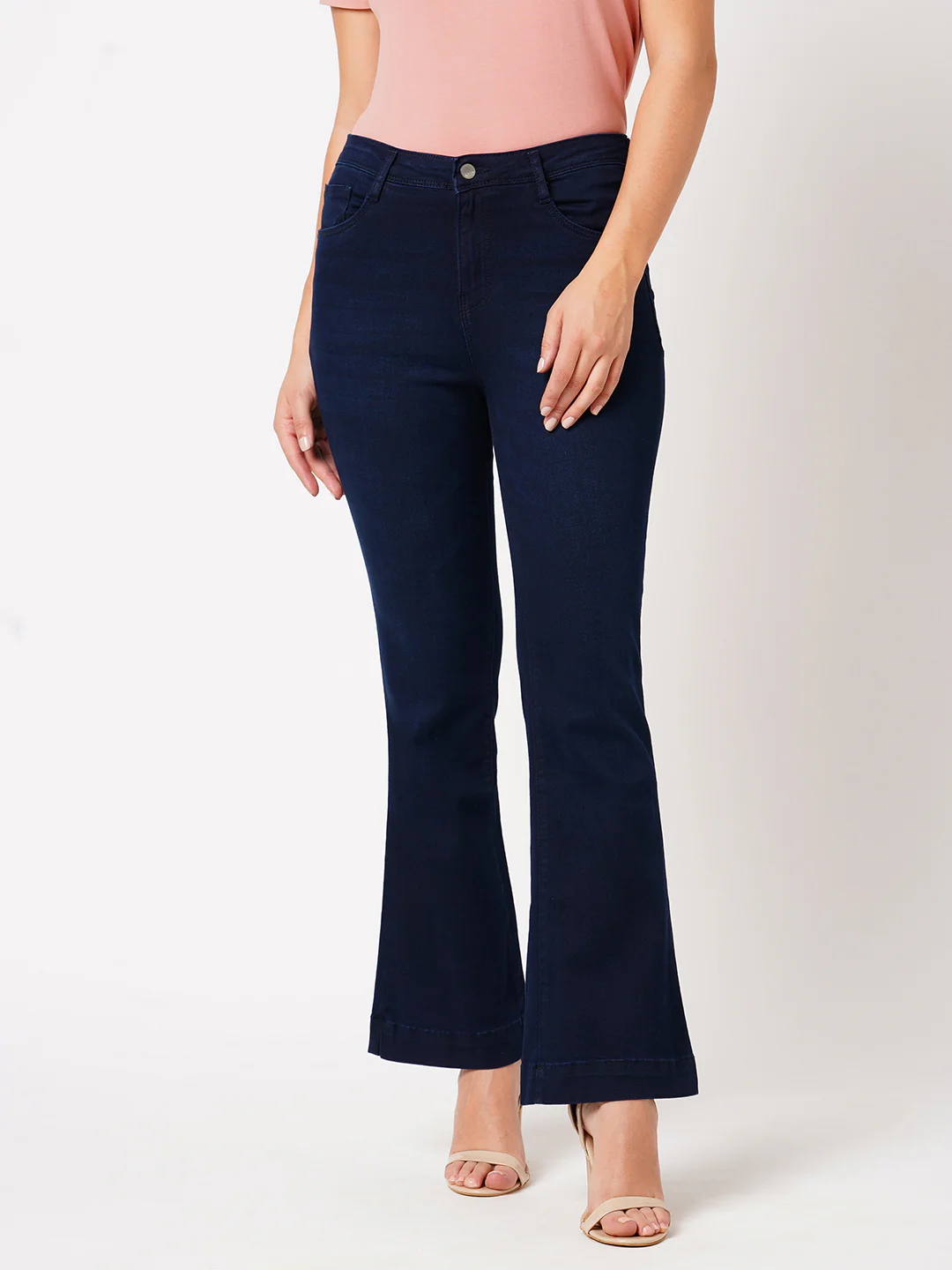 Women Dark Blue High-Rise Flare Jeans - Image 2