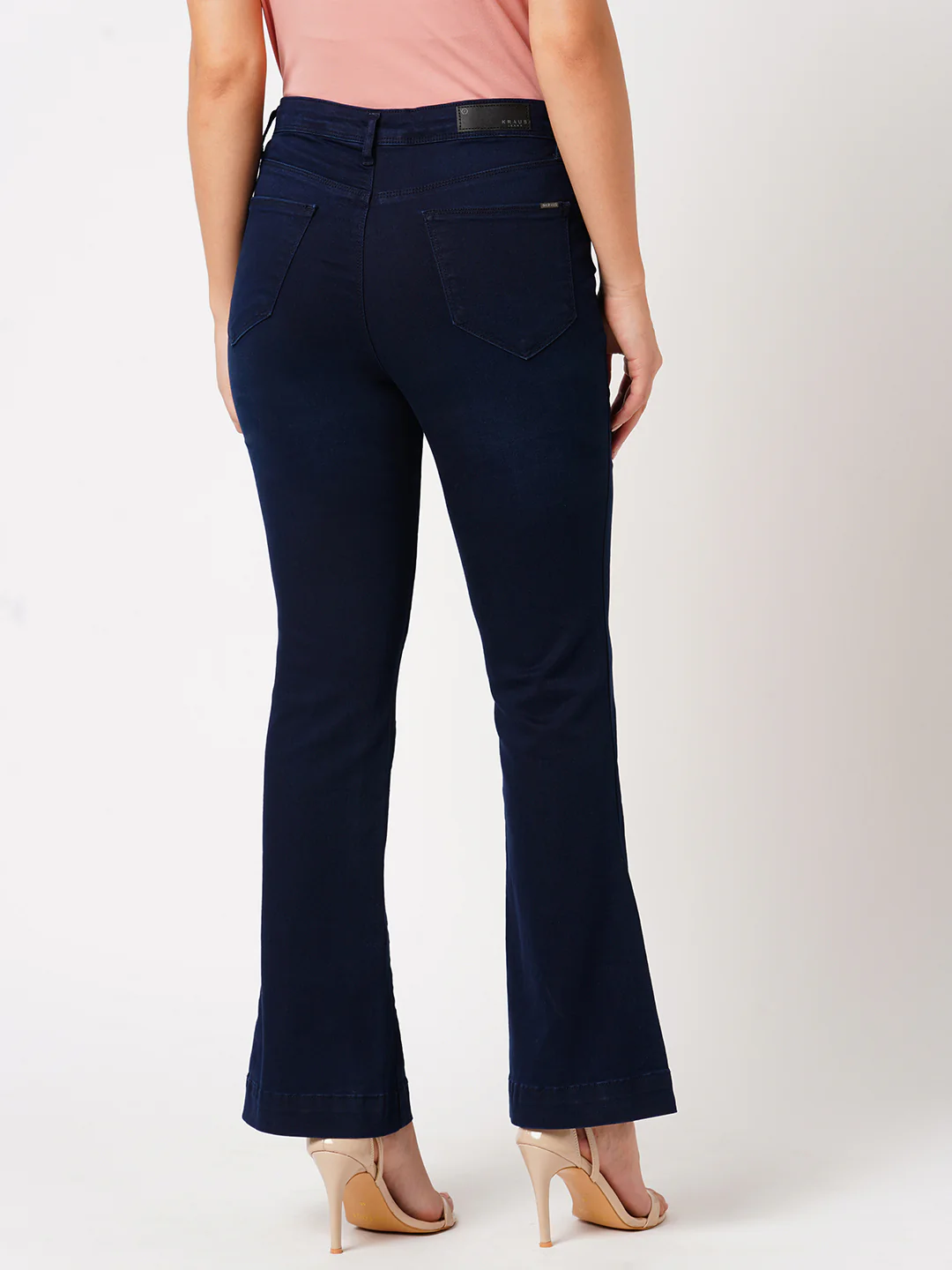 Women Dark Blue High-Rise Flare Jeans - Image 3