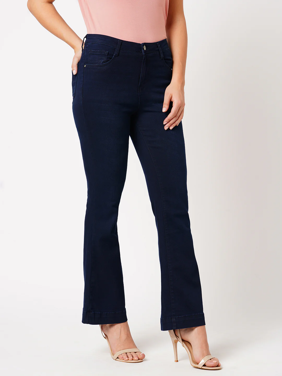 Women Dark Blue High-Rise Flare Jeans - Image 6