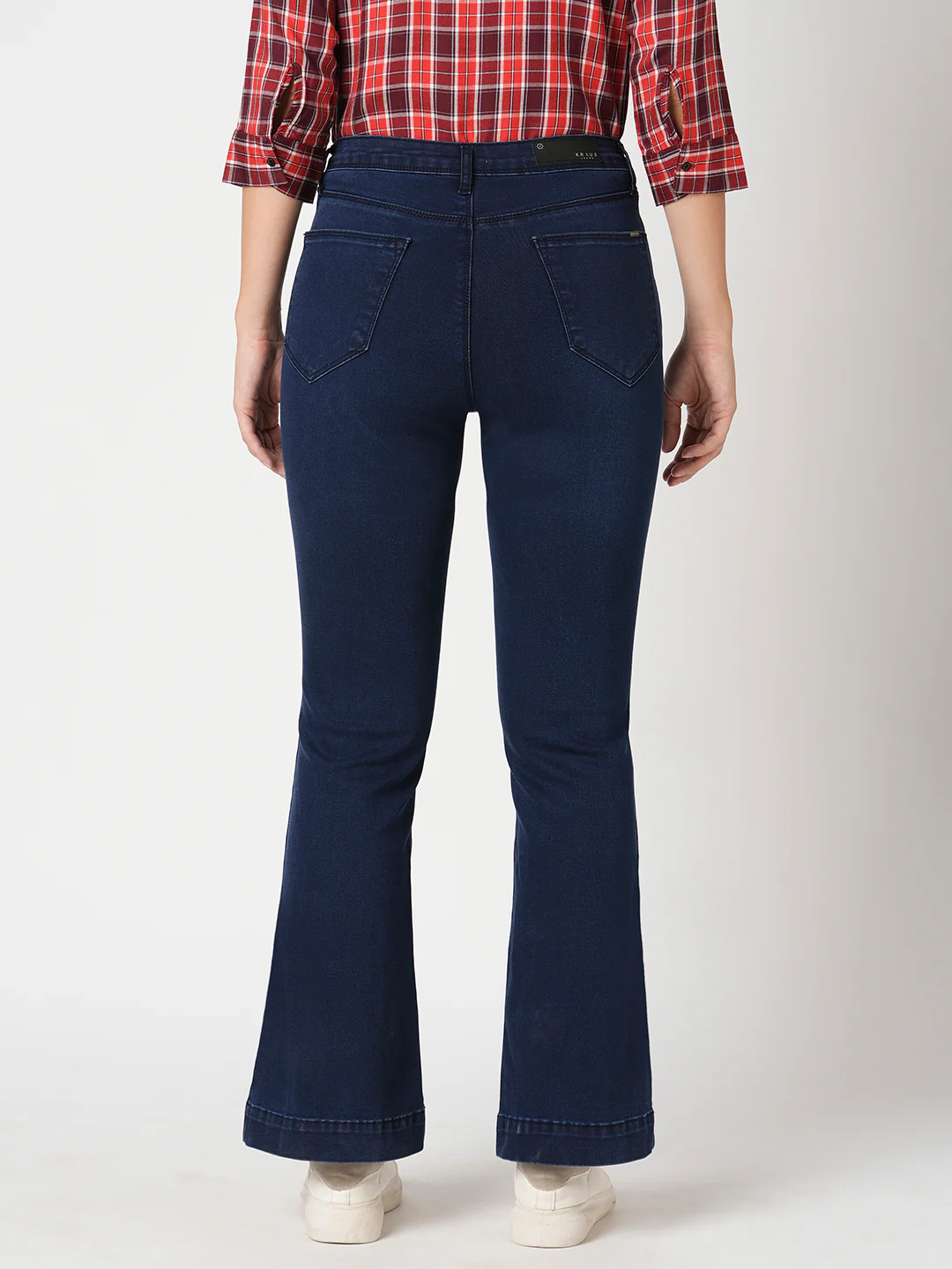 Women Dark Blue High-Rise Flare Jeans - Image 3