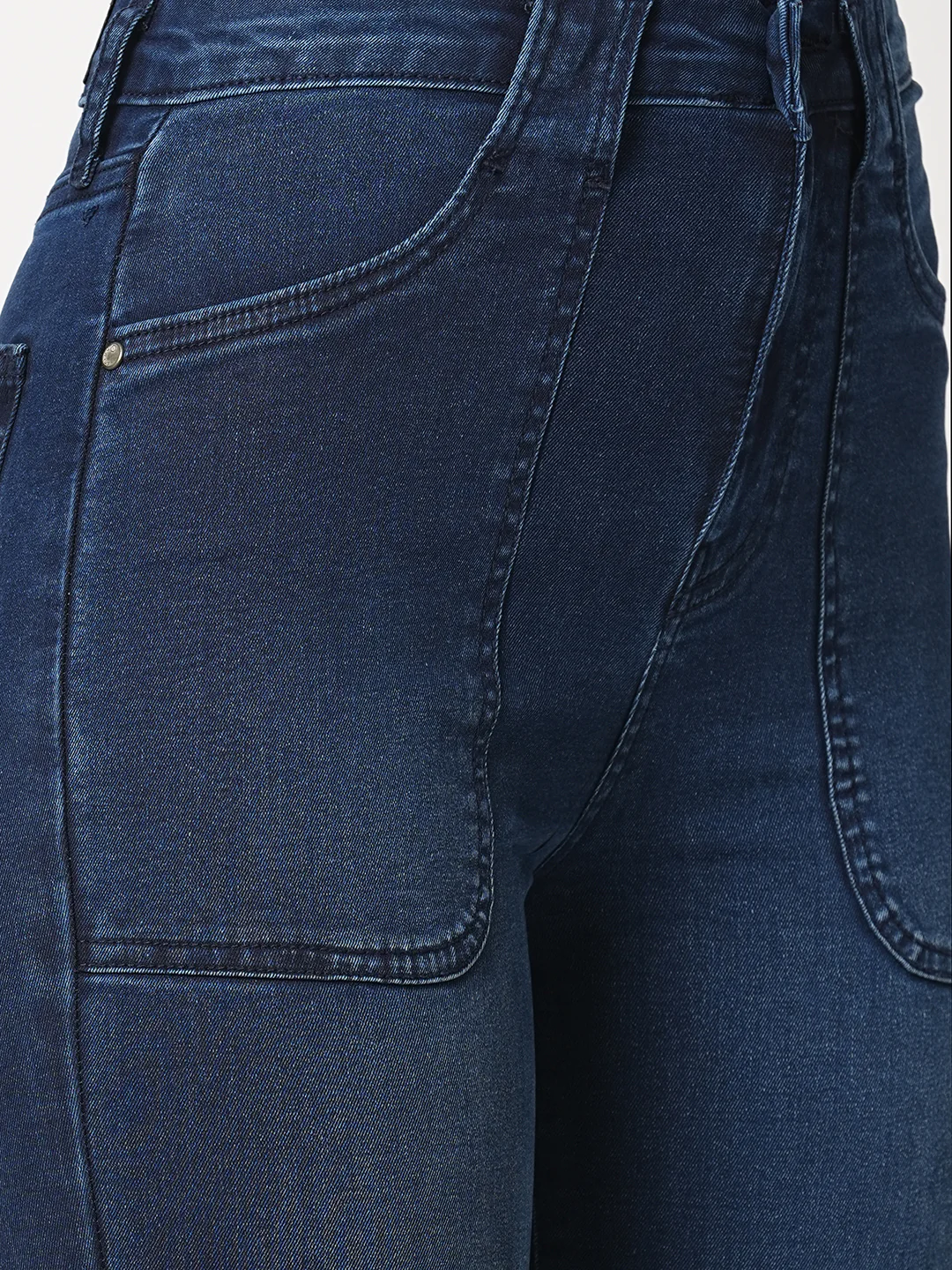 Women Dark Blue High-Rise Flare Jeans - Image 5