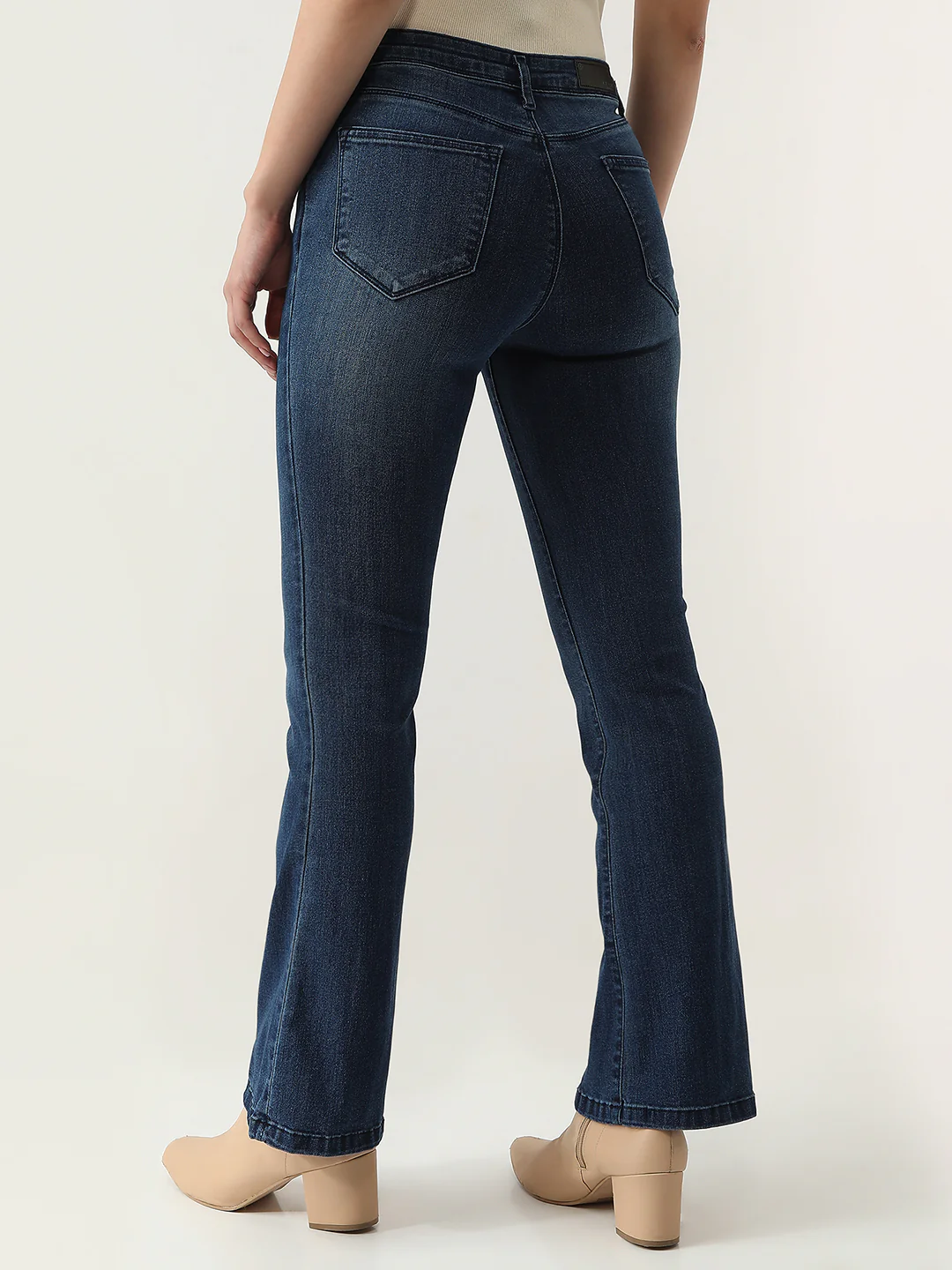 Women Dark Blue High-Rise Flare Jeans - Image 3