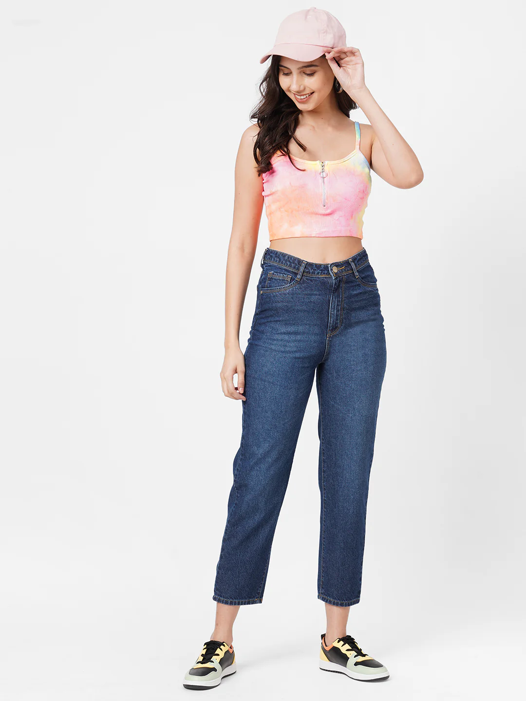 Women Dark Blue High-Rise Mom Fit Jeans - Image 4