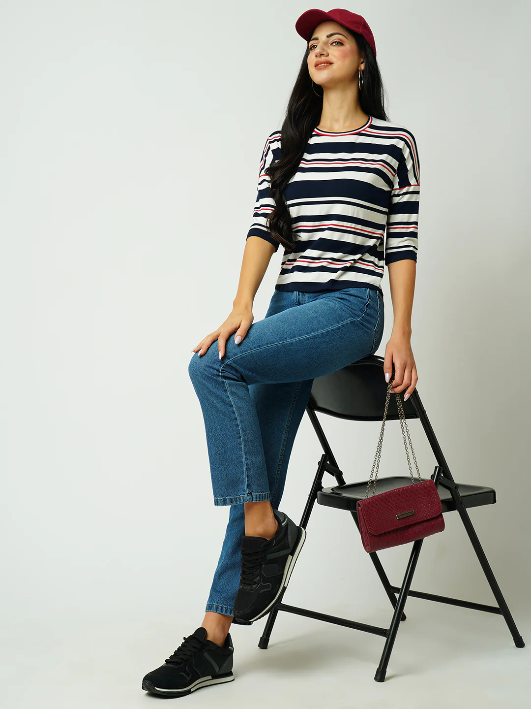 Women Dark Blue High-Rise Relax Straight Fit Jeans - Image 4